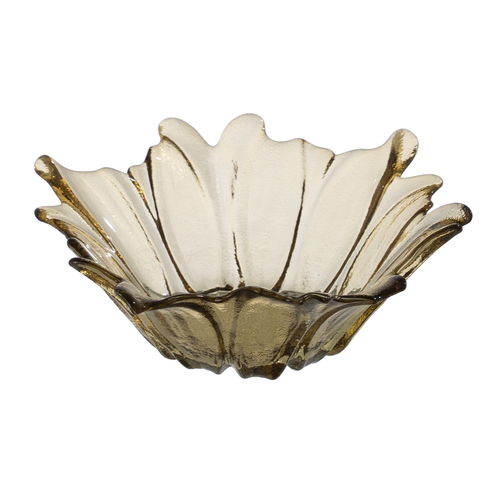 CENTRO MESA FLOR VERDE OLIVA CRISTAL 18 X 18 X 5,8