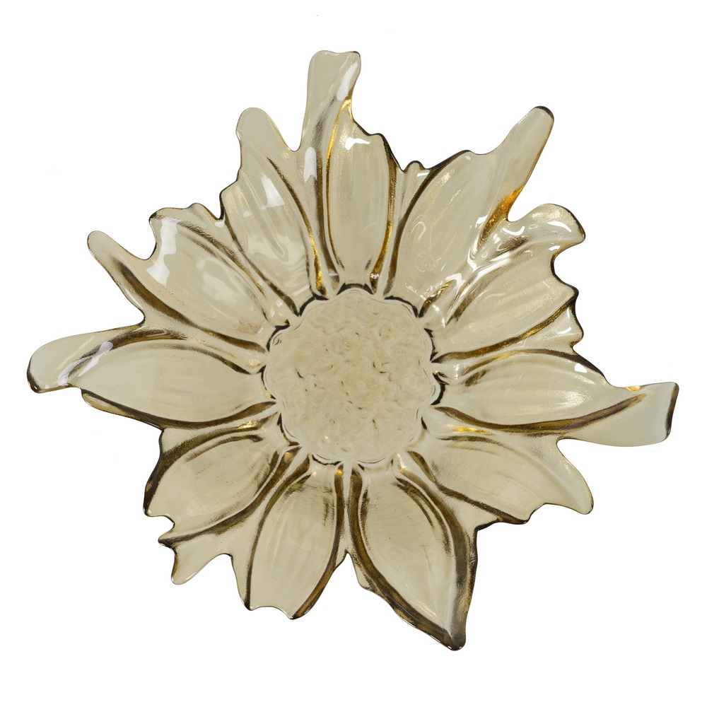 CENTRO MESA FLOR VERDE OLIVA CRISTAL 28 X 28 X 10, 4