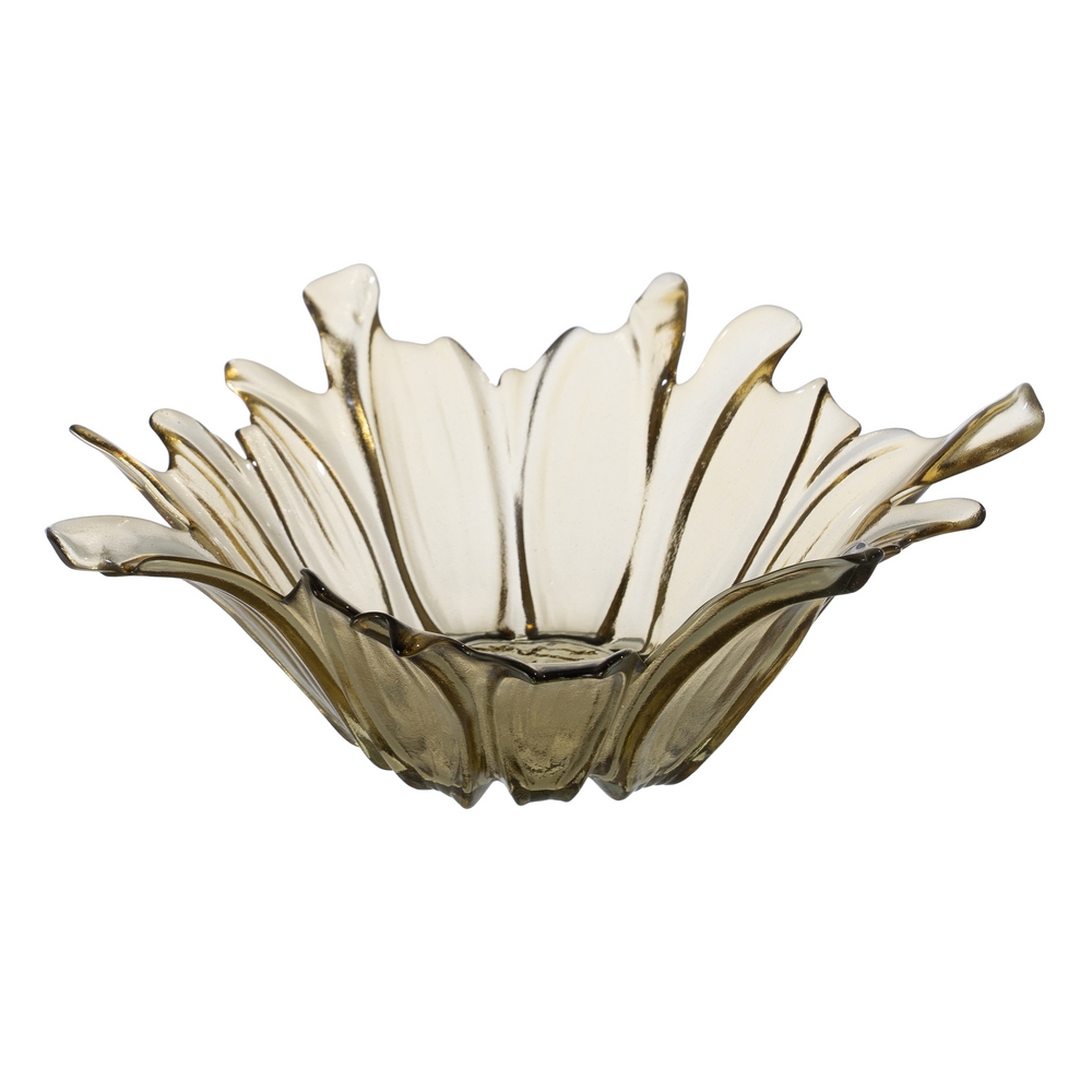 CENTRO MESA FLOR VERDE OLIVA CRISTAL 28 X 28 X 10,