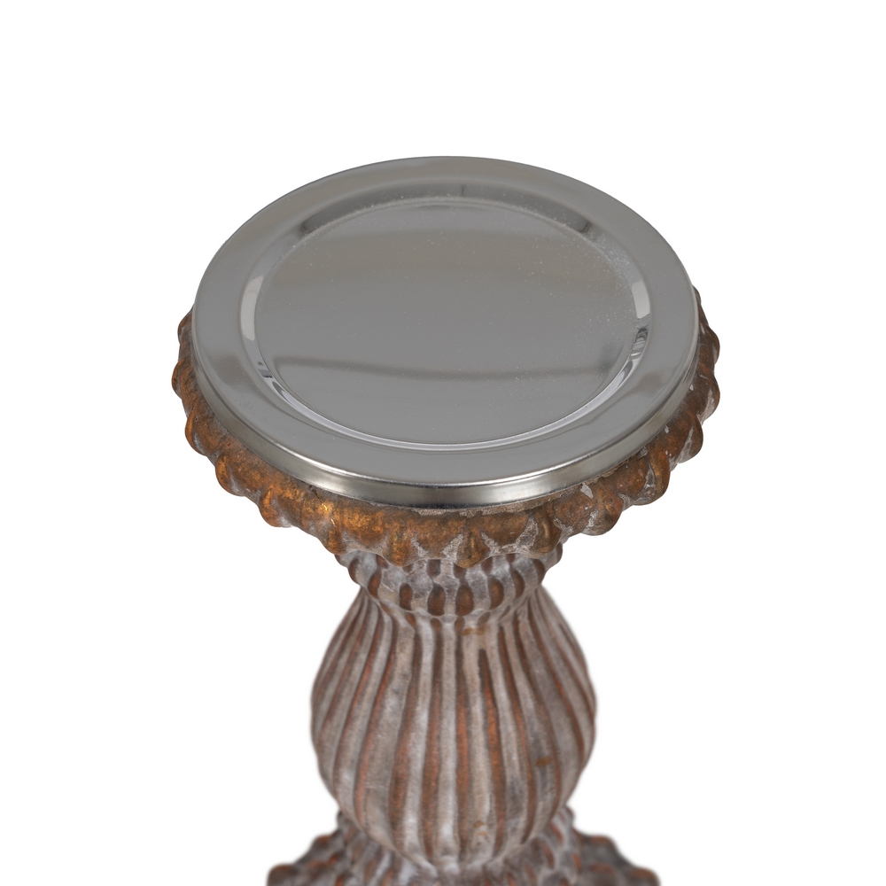 PORTAVELAS COBRE ENVEJECIDO CRISTAL 11 X 11 X 23 C 4