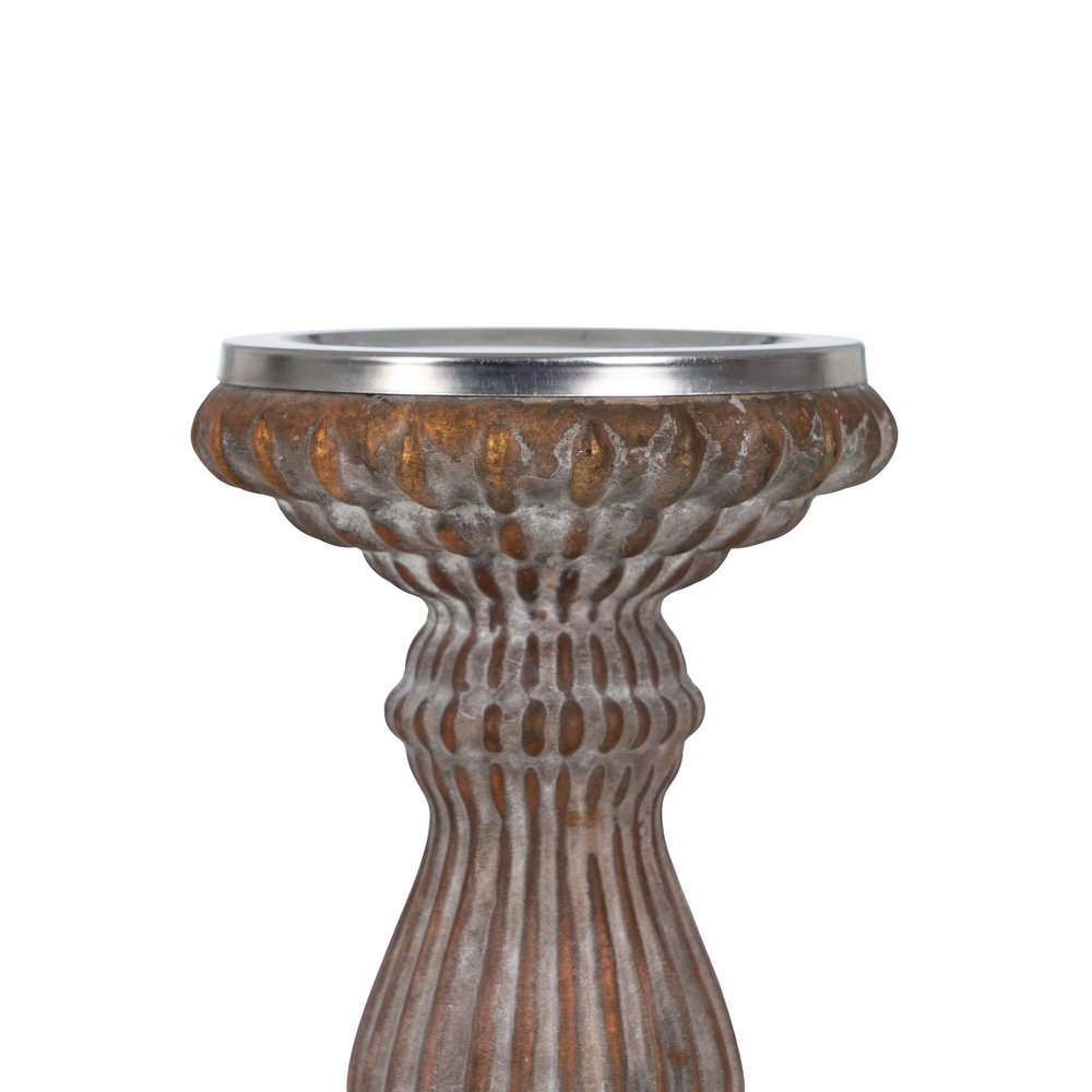 PORTAVELAS COBRE ENVEJECIDO CRISTAL 11 X 11 X 23 C 5