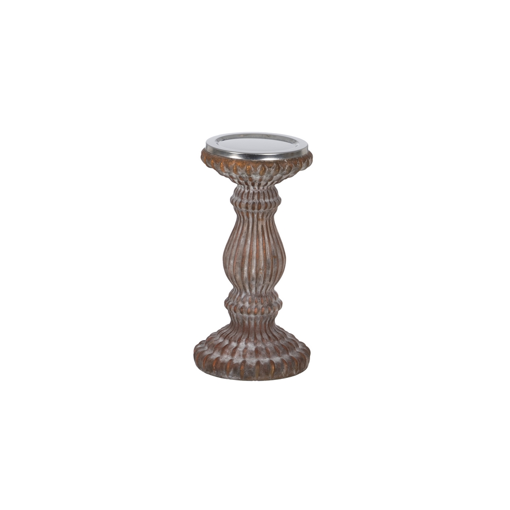 PORTAVELAS COBRE ENVEJECIDO CRISTAL 11 X 11 X 23 C