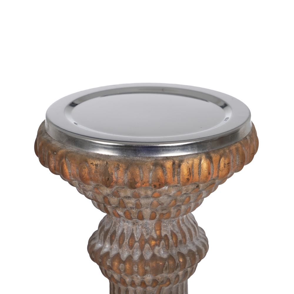 PORTAVELAS COBRE ENVEJECIDO CRISTAL 12 X 12 X 30 C 4