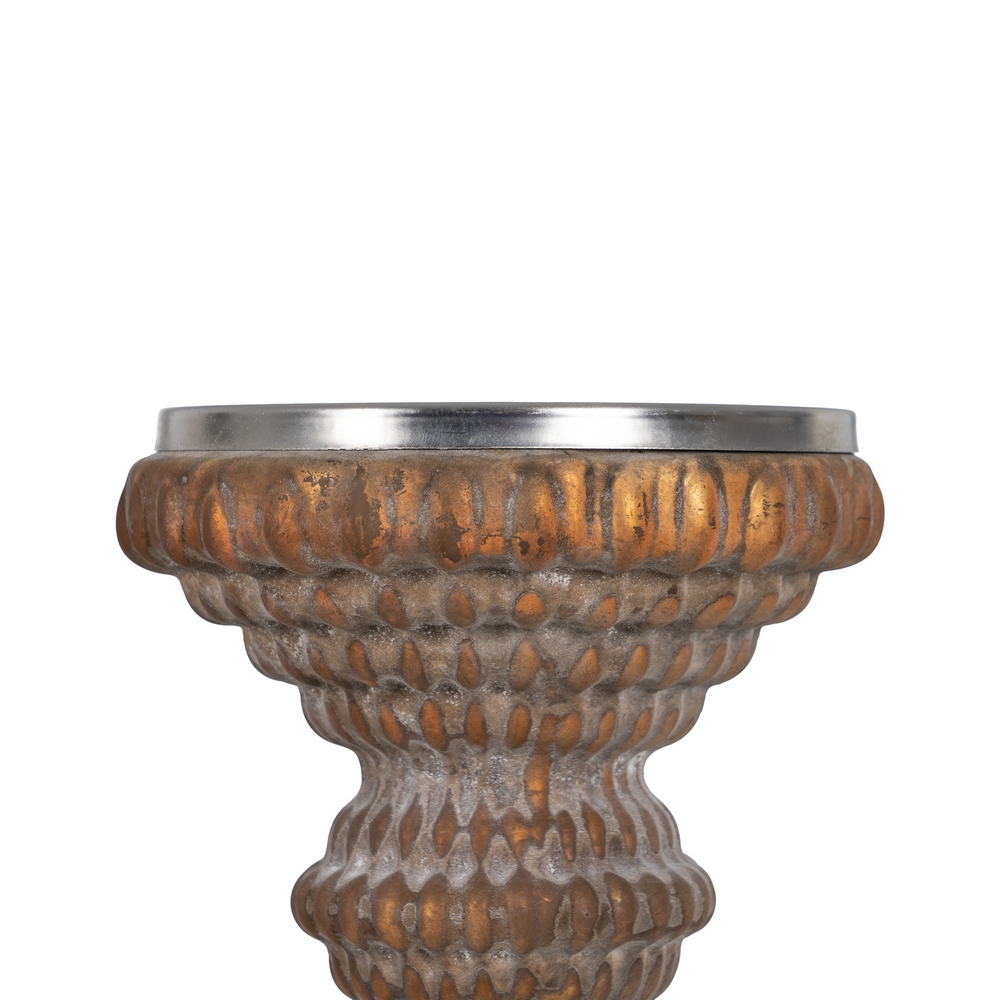 PORTAVELAS COBRE ENVEJECIDO CRISTAL 12 X 12 X 30 C 5