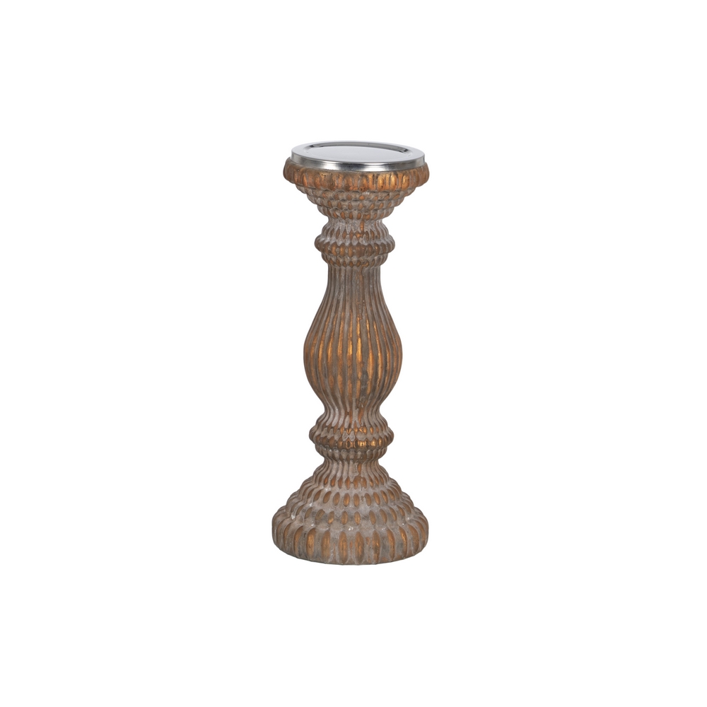 PORTAVELAS COBRE ENVEJECIDO CRISTAL 12 X 12 X 30 C