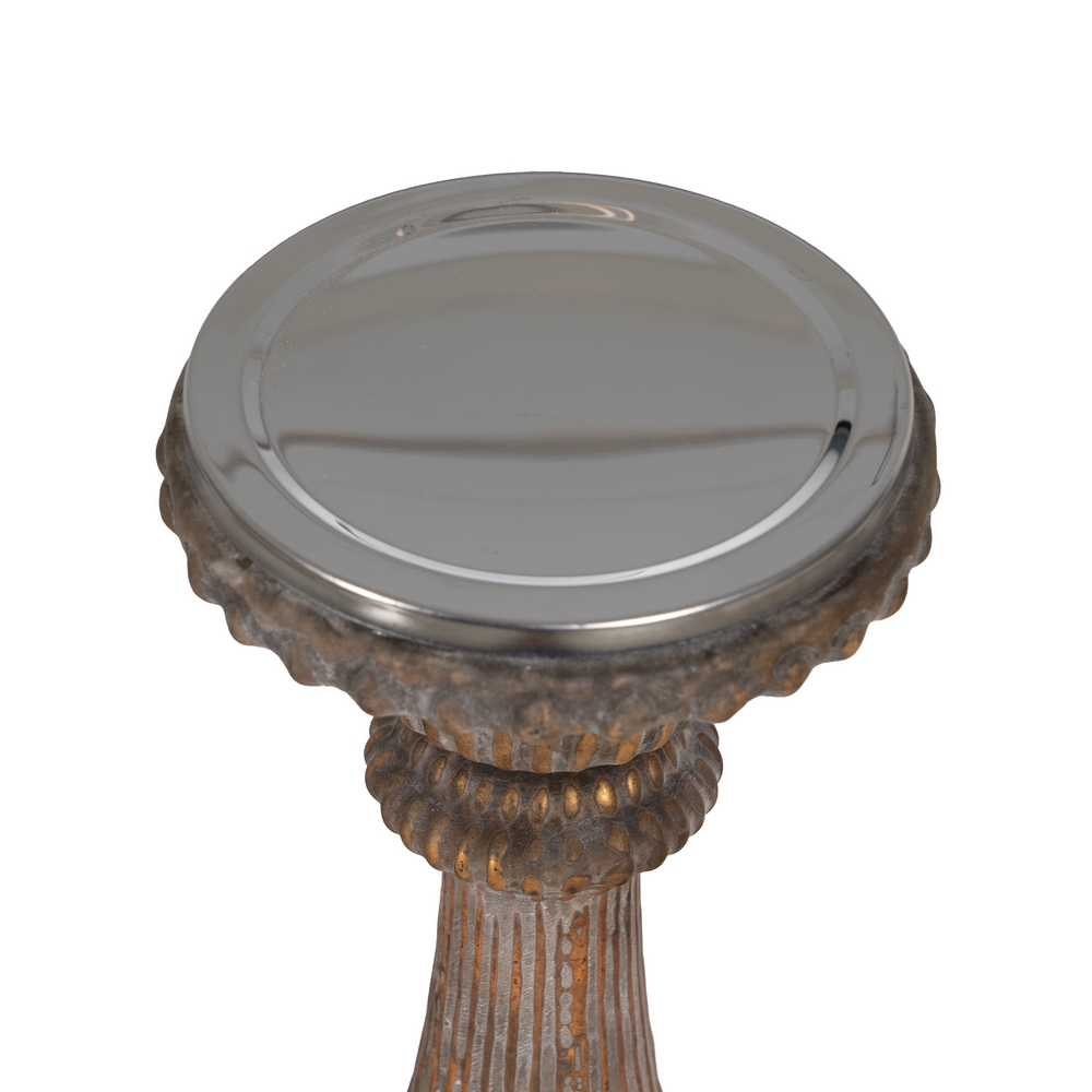 PORTAVELAS COBRE ENVEJECIDO CRISTAL 14 X 14 X 38 C 4