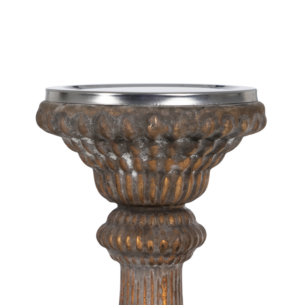 PORTAVELAS COBRE ENVEJECIDO CRISTAL 14 X 14 X 38 C 5