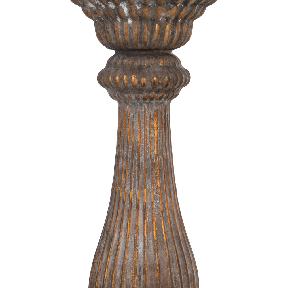 PORTAVELAS COBRE ENVEJECIDO CRISTAL 14 X 14 X 38 C 6