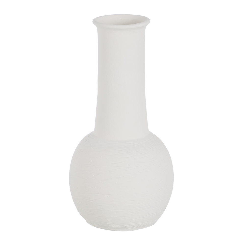 JARRON BLANCO BARRO DECORACION 18X18X40CM