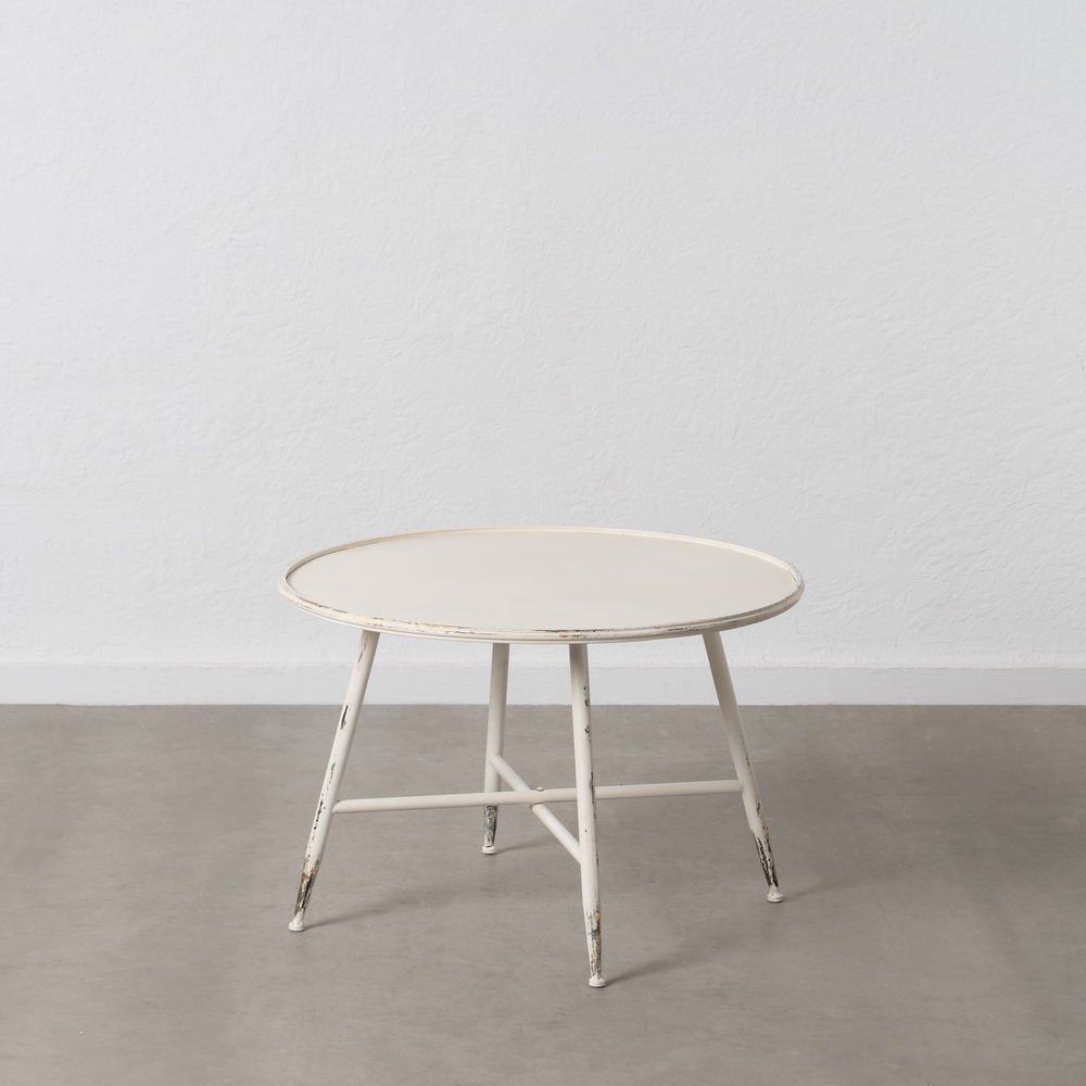 MESA CENTRO CREMA METAL 75 X 75 X 50 CM