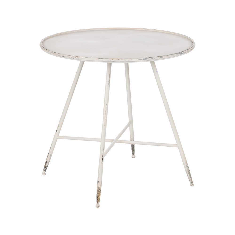 MESA CREMA METAL 80 X 80 X 75 CM 2