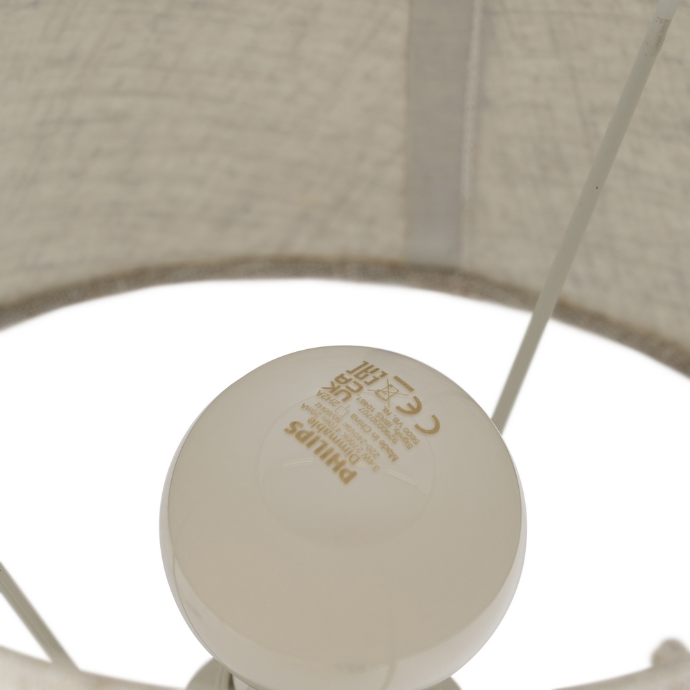 LÁMPARA MESA BEIGE-PLATA CERÁMICA-METAL 27,00 X 27 6