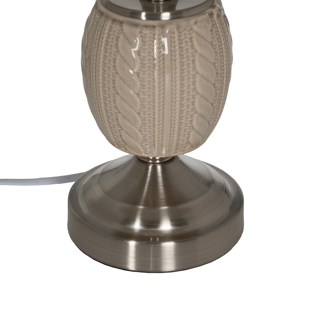 LÁMPARA MESA BEIGE-PLATA CERÁMICA-METAL 27,00 X 27 7