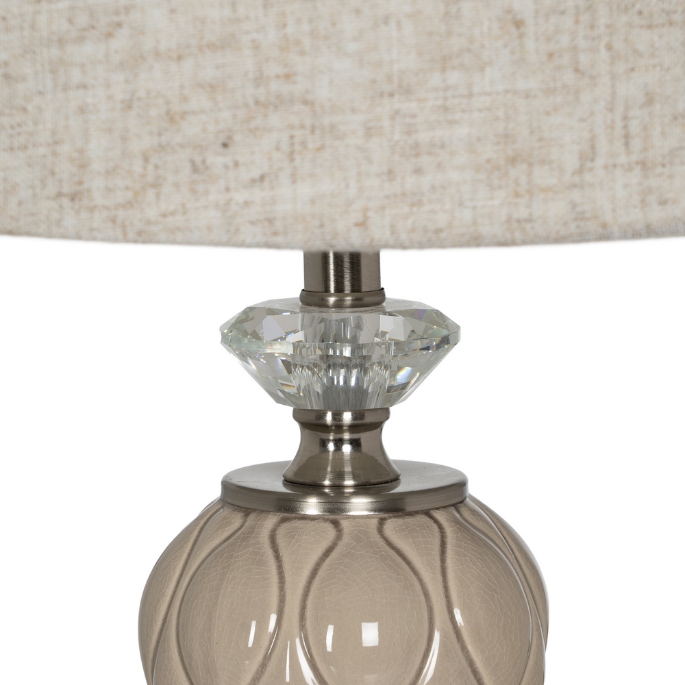 LÃ Â MPARA MESA BEIGE-PLATA CERÃ Â MICA-METAL 30,00  4