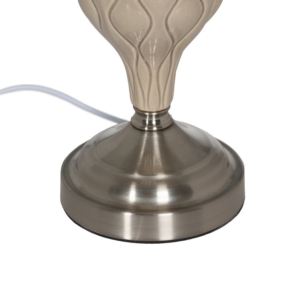 LÁMPARA MESA BEIGE-PLATA CERÁMICA-METAL 30,00 X 30 7