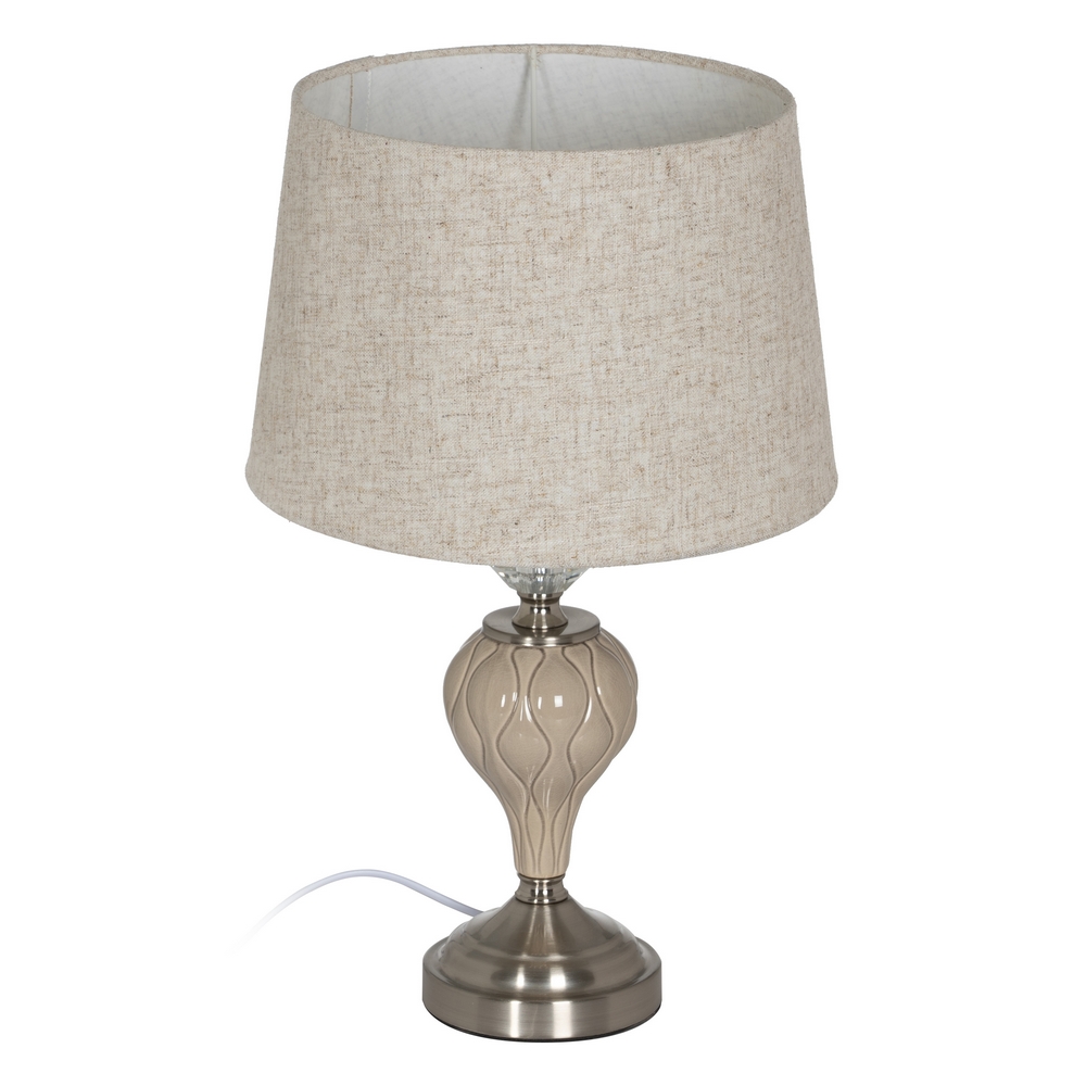 LÃ Â MPARA MESA BEIGE-PLATA CERÃ Â MICA-METAL 30,00 