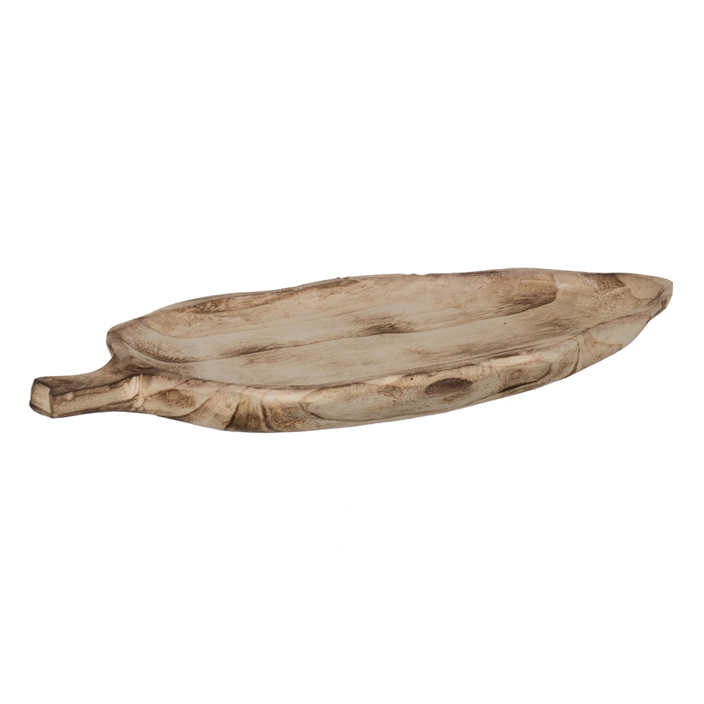 BANDEJA HOJA MADERA PAULONIA DECORACIÃ Â N 53 X 24