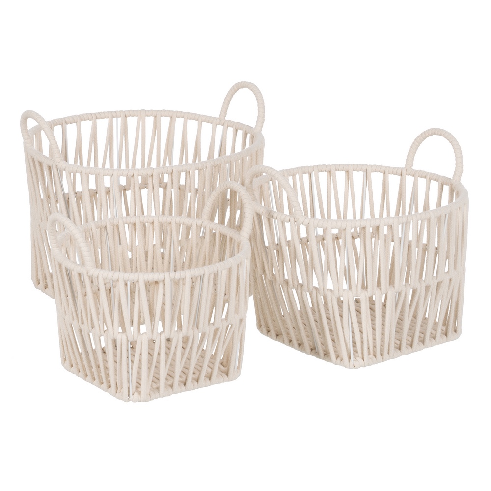 CESTO BLANCO ALGODÃ Â N DECORACIÃ Â N 33x33x22/