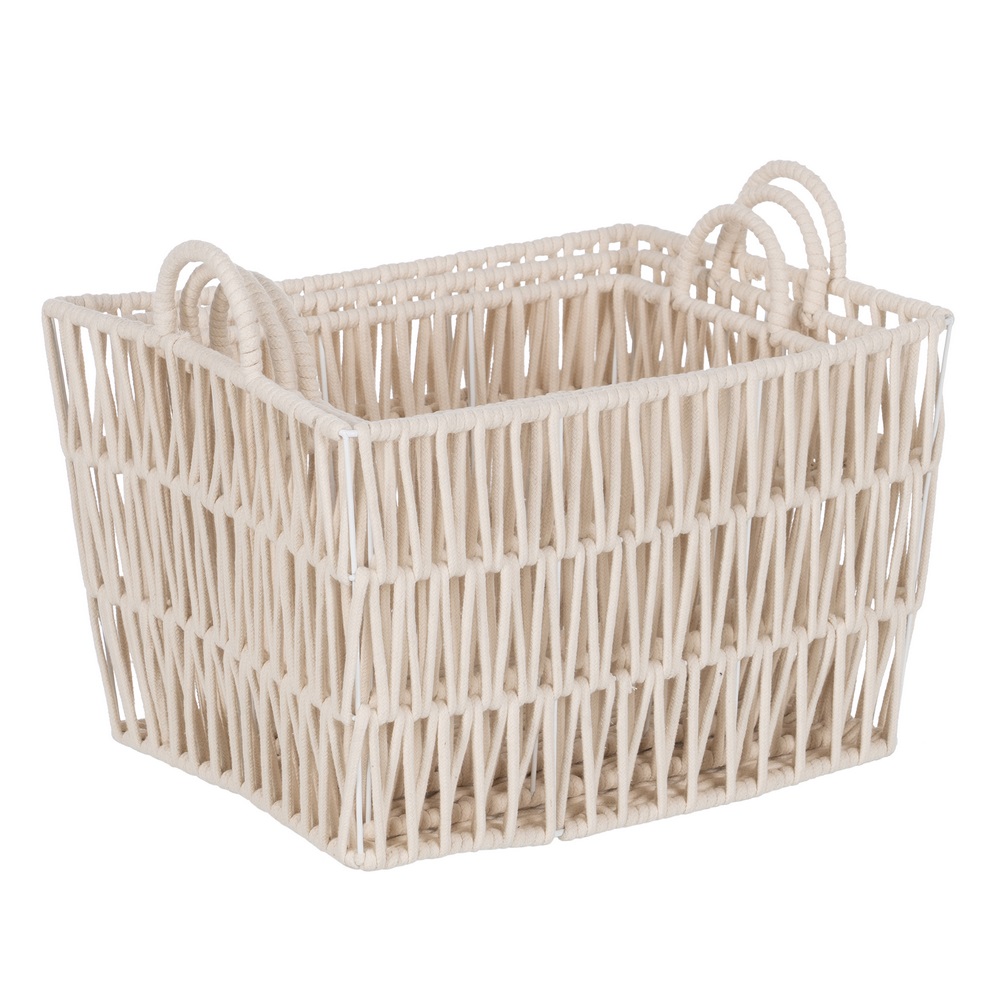 CESTO BLANCO ALGODÃ Â N DECORACIÃ Â N 36x26x23/2 3