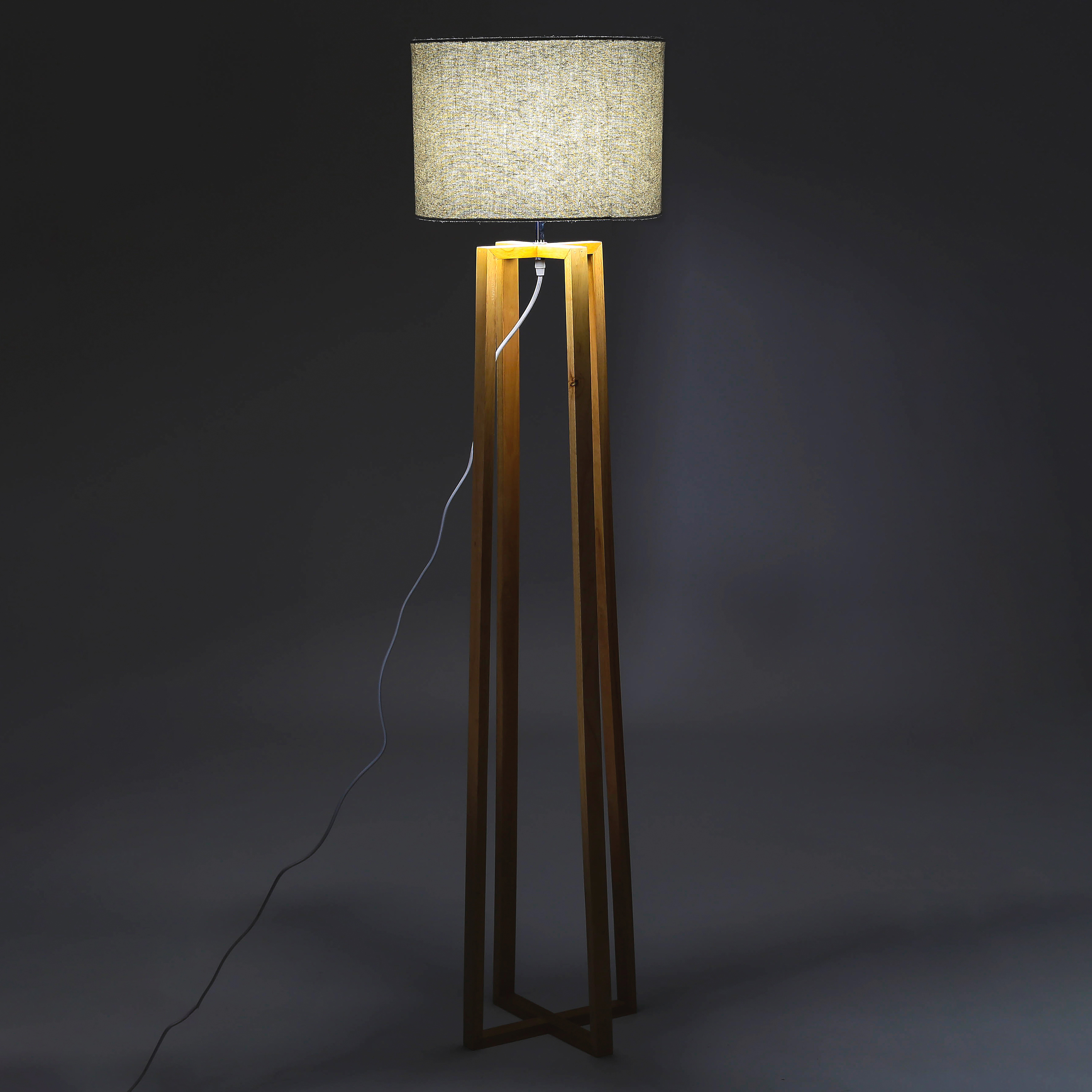 LAMPARA SUELO MADERA DE CAUCHO 36X36X149.5CM 5