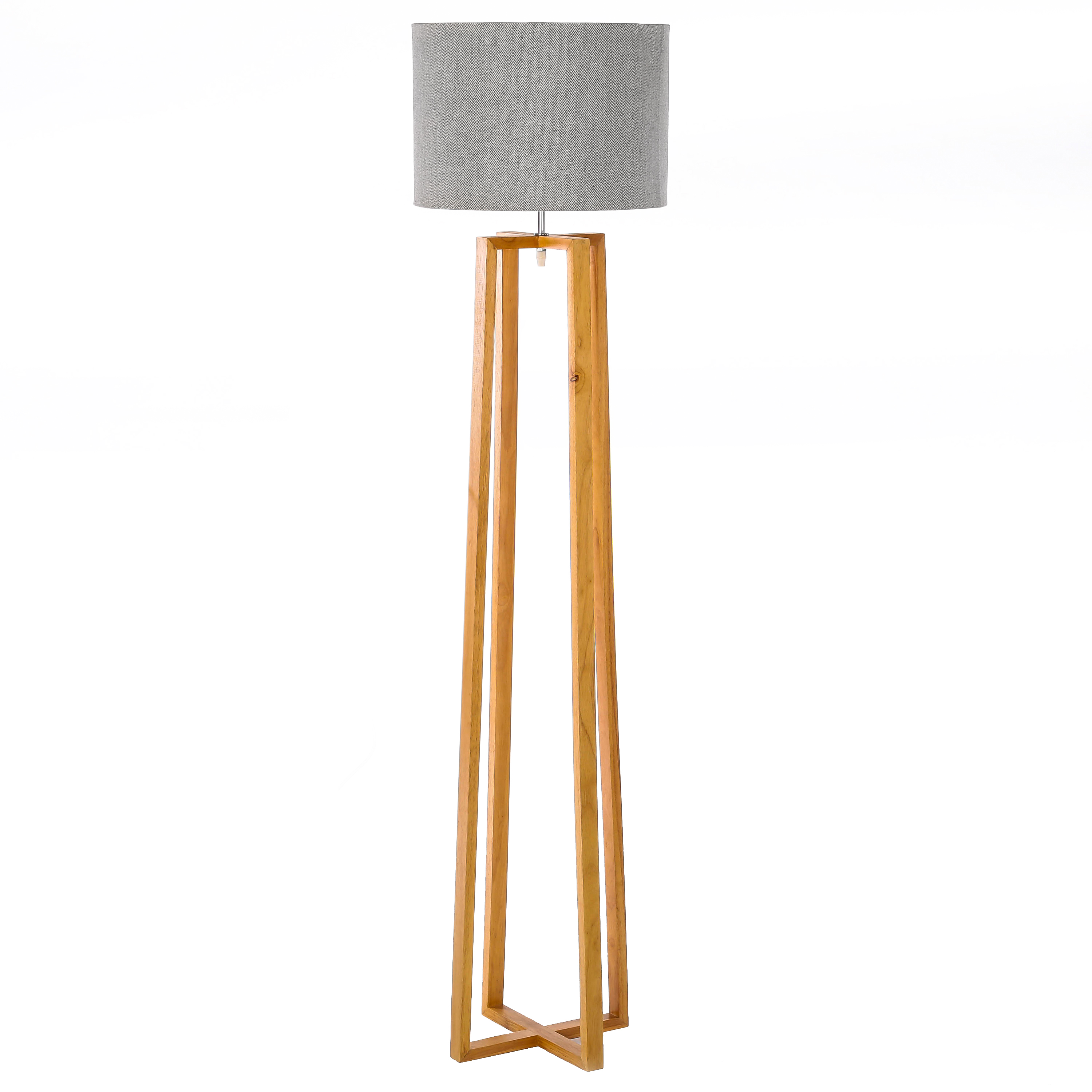 LAMPARA SUELO MADERA DE CAUCHO 36X36X149.5CM