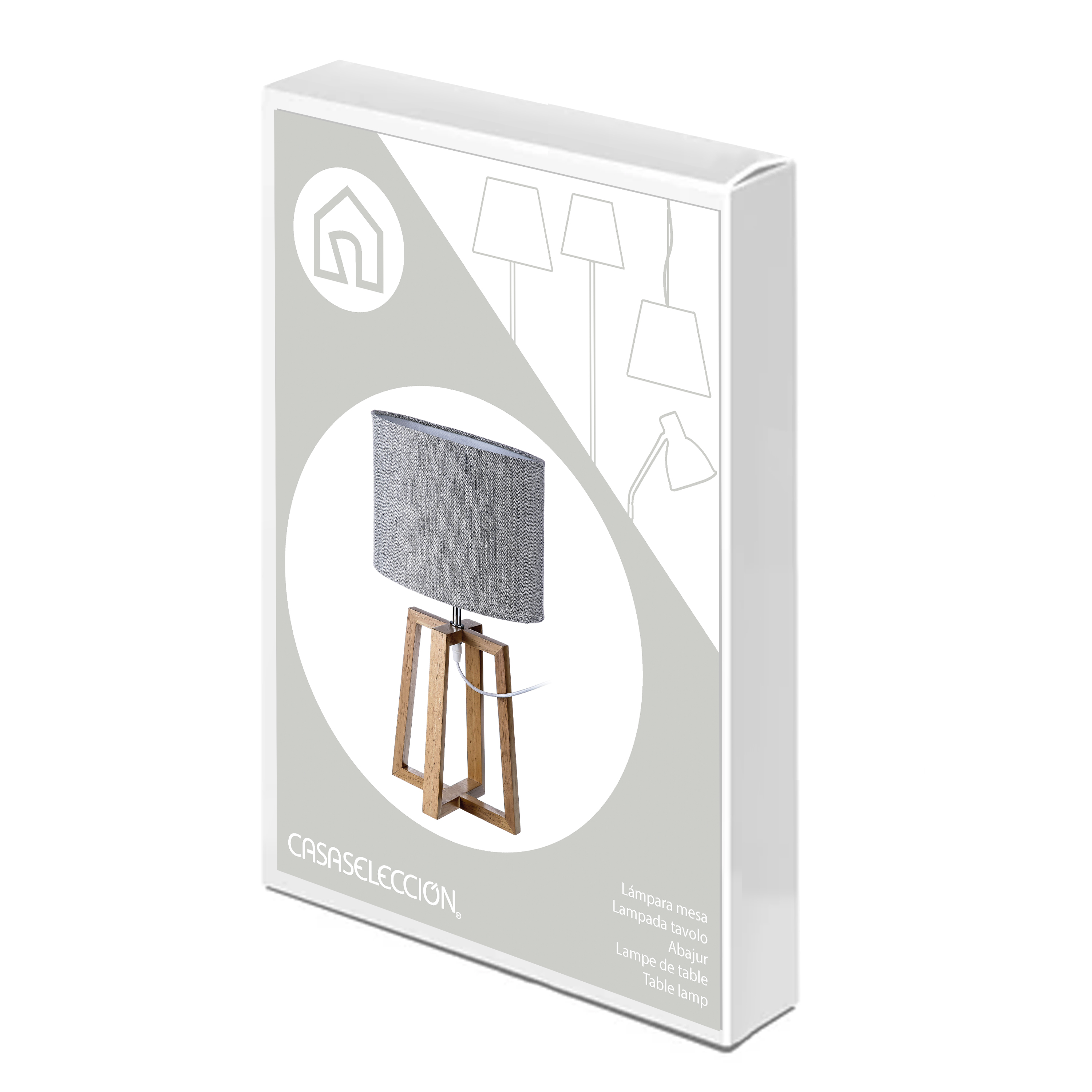 LAMPARA MADERA DE CAUCHO 25.3X25.3X44.20CM 5