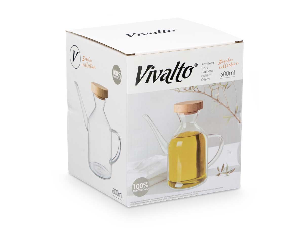 Aceitera tapon bambu 600ml 9x17x15.8cm 3