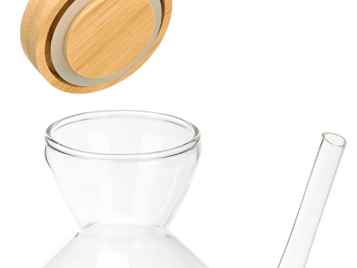 Aceitera tapon bambu 600ml 9x17x15.8cm 4