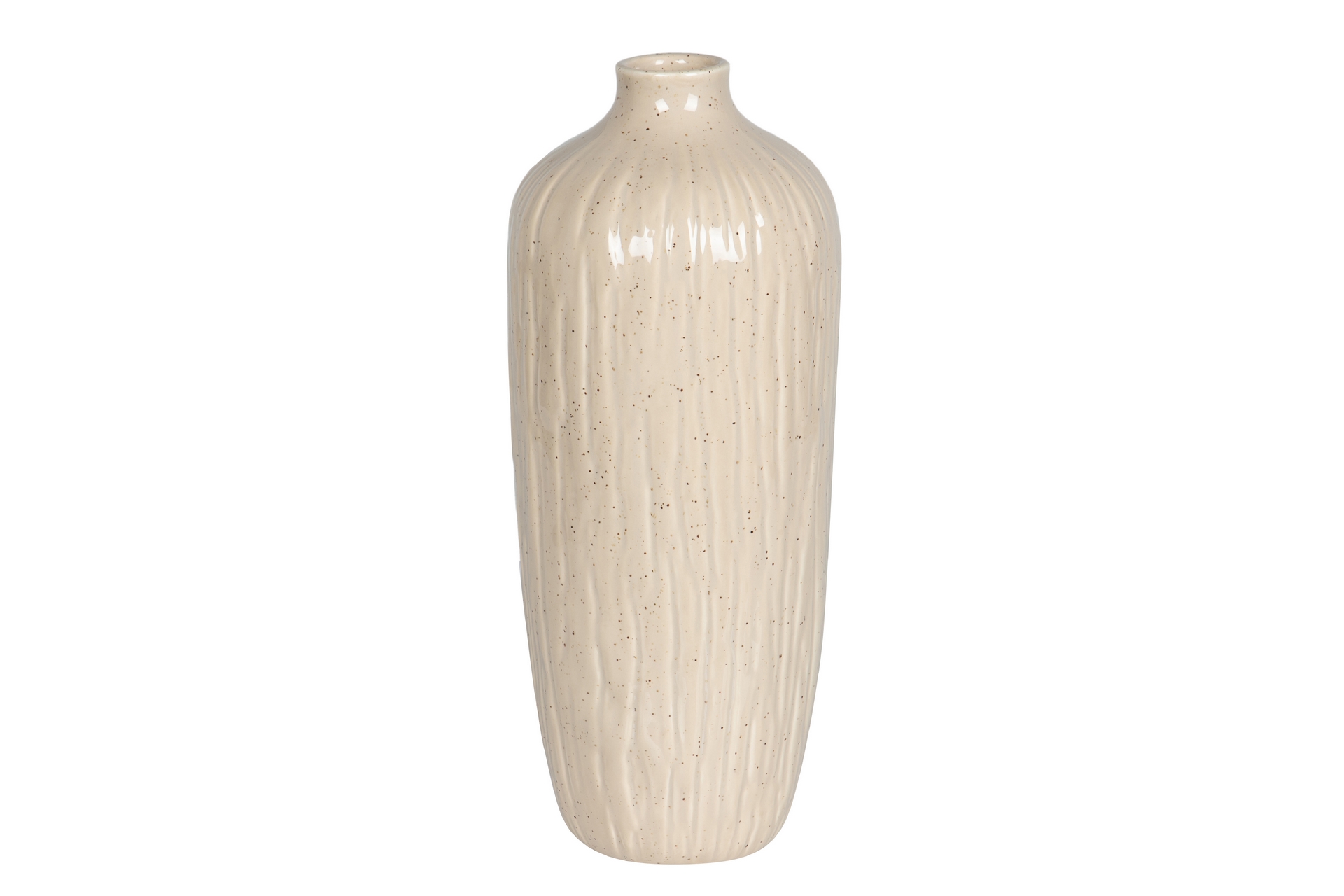 FLORERO CERAMICA BEIGE 14X14X36CM