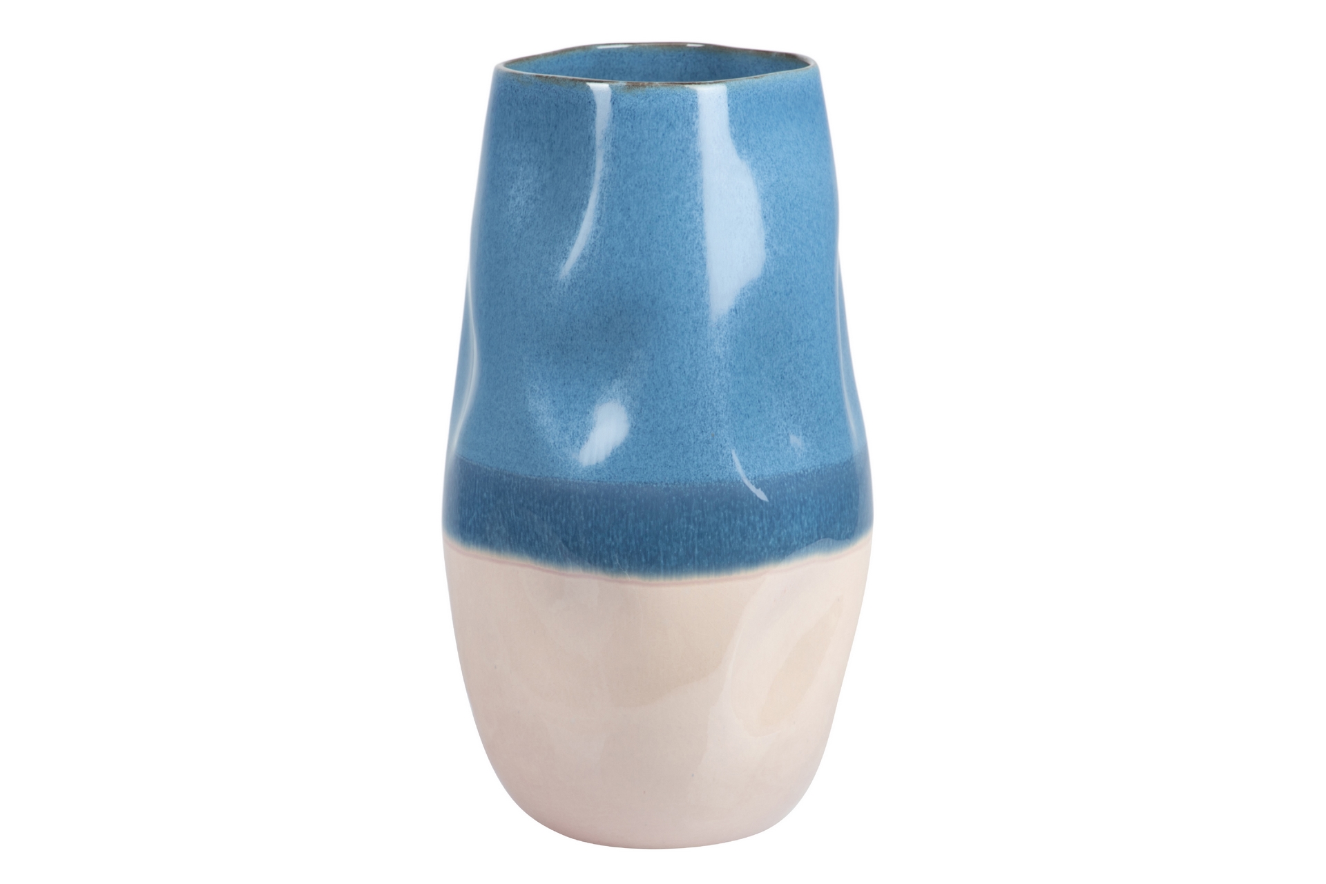 FLORERO CERAMICA AZUL ROSA 20X20X39CM