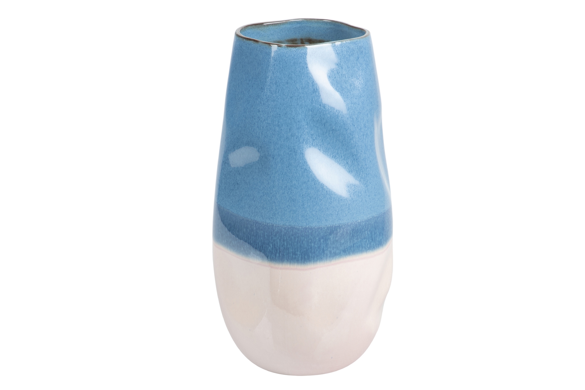 FLORERO CERAMICA AZUL ROSA 18X18X36CM