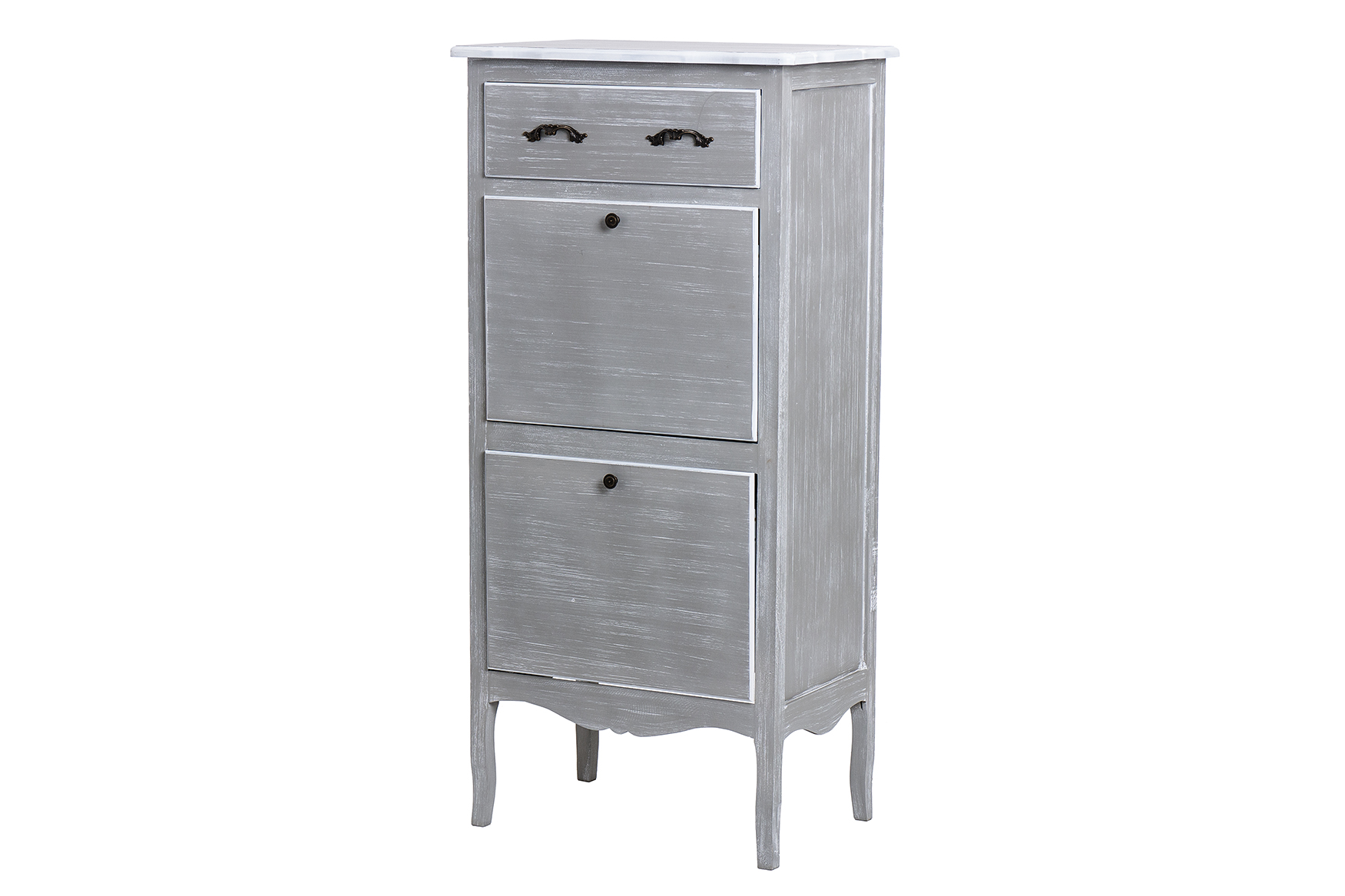ZAPATERO MADERA GRIS BLANCO 61X40X128CM