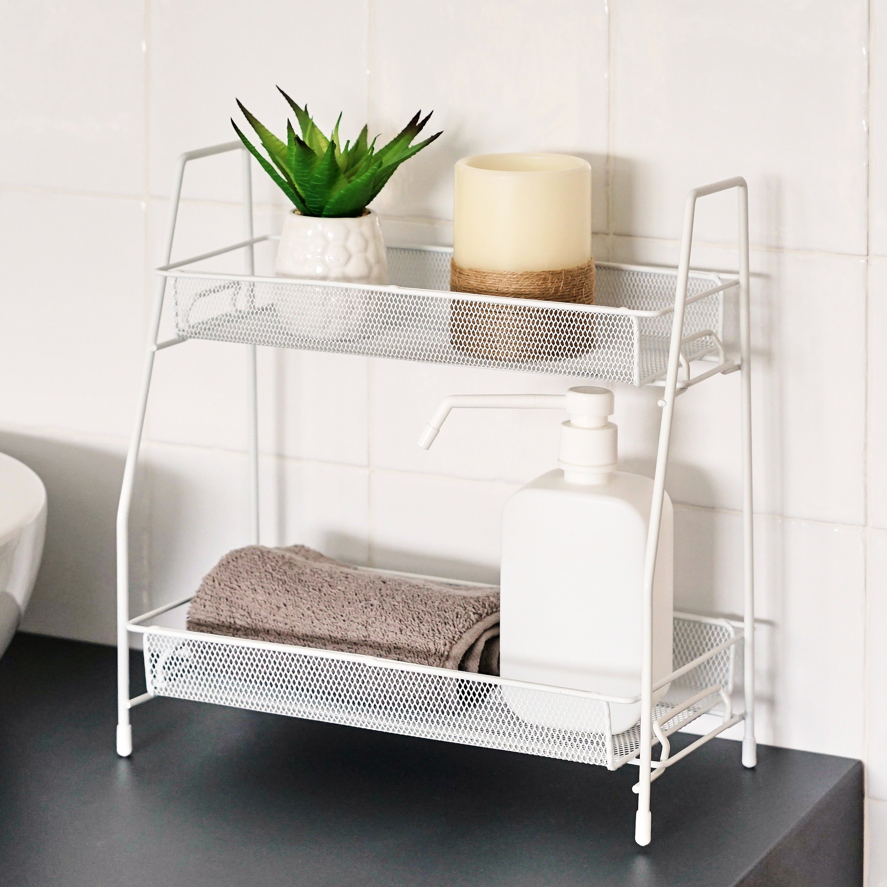 CESTA DOBLE METAL BLANCO 31 X 17 X 33 CM