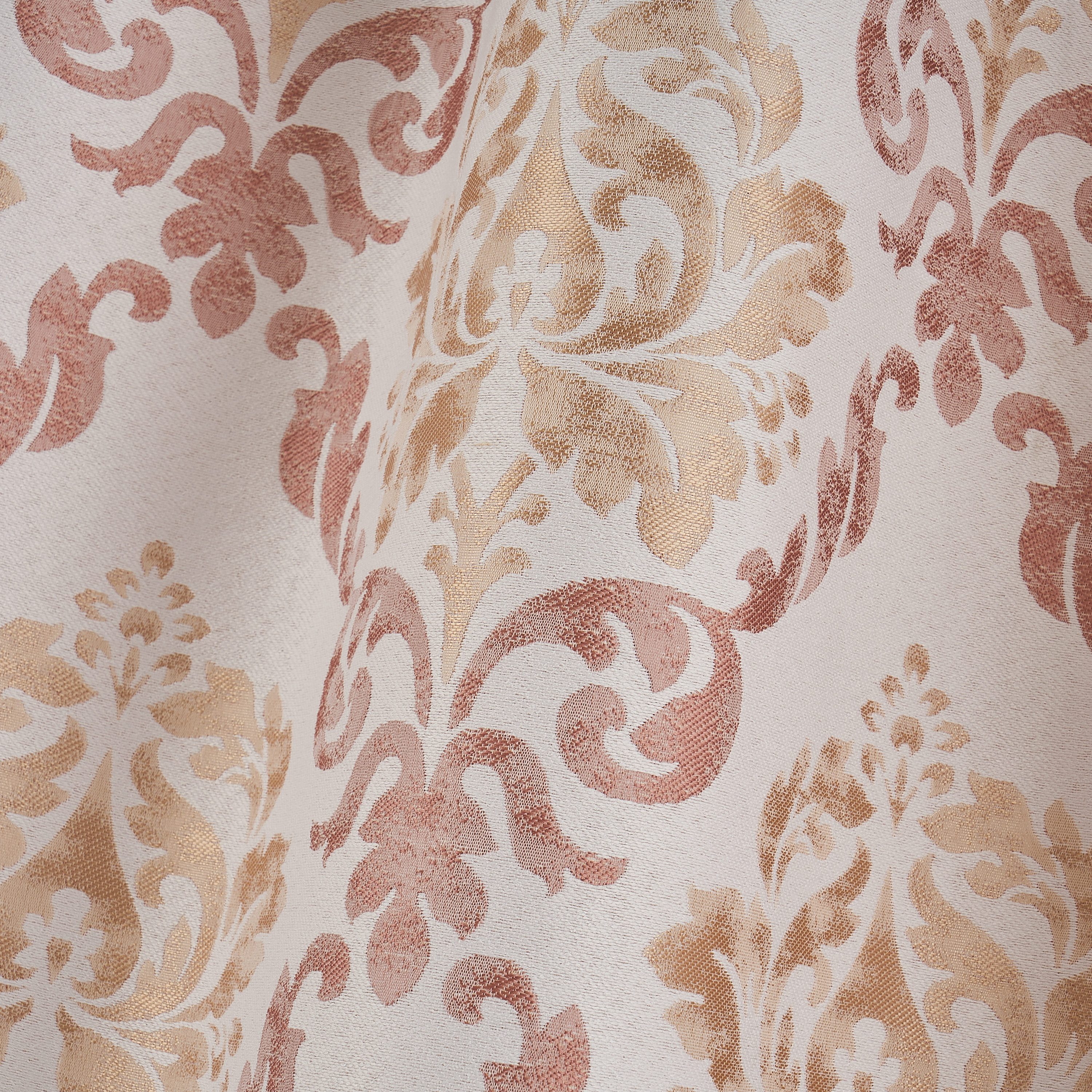 CORTINA JACQUARD DAMASCO TAPIZ ROSA-ORO 135X260CM 2