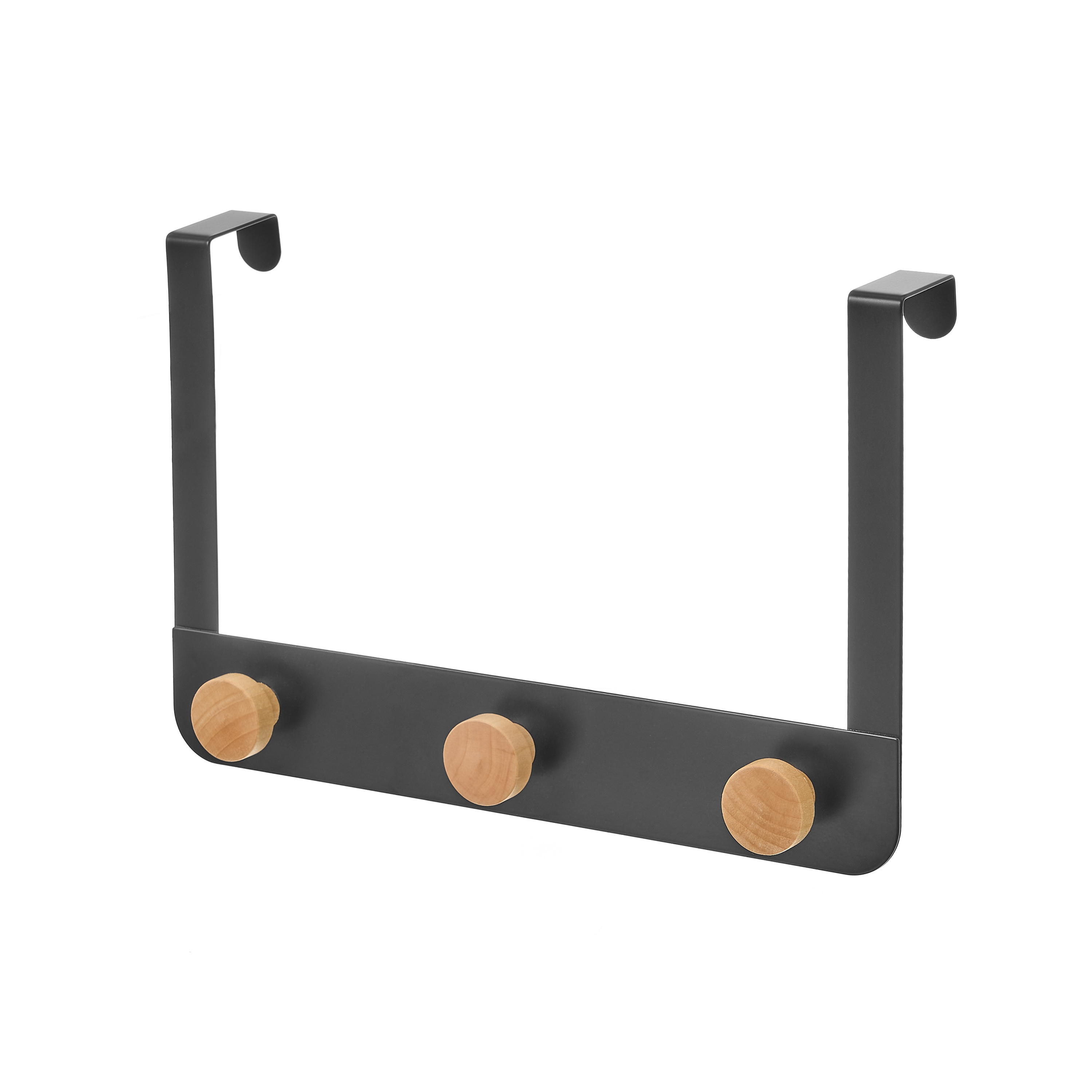 PERCHA 3 GANCHOS METAL-MADERA NEGRO 30 X 8 X 20 CM