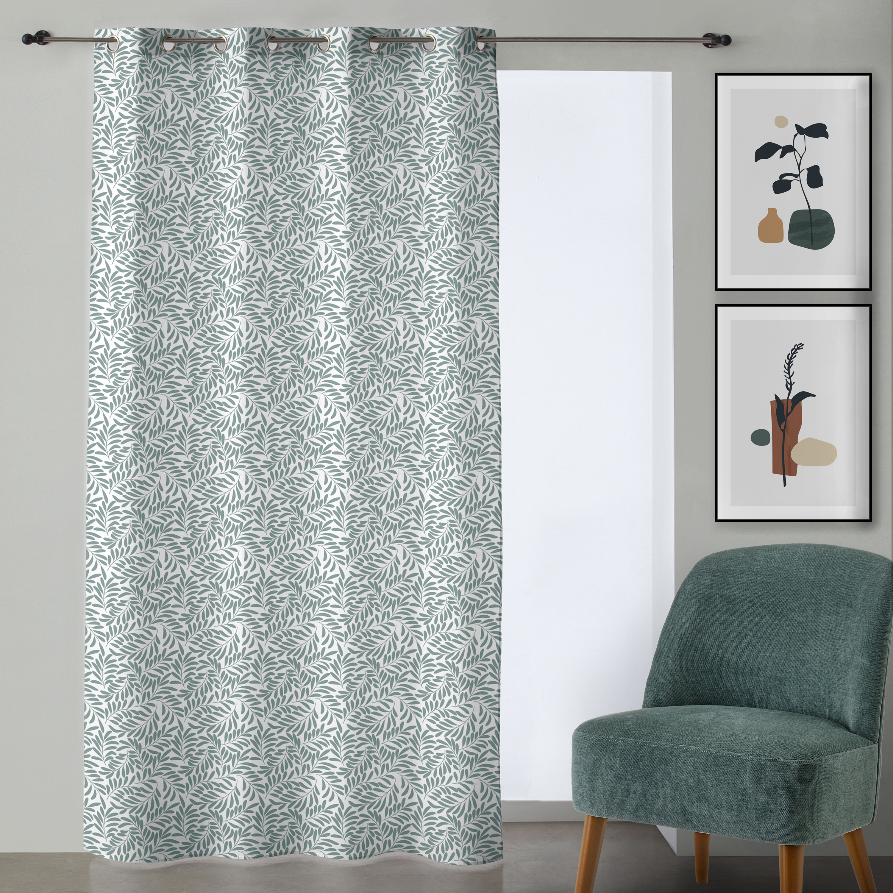 CORTINA LONETA IMPRESO SERBAL IV VERDE 140 X 260 C 2