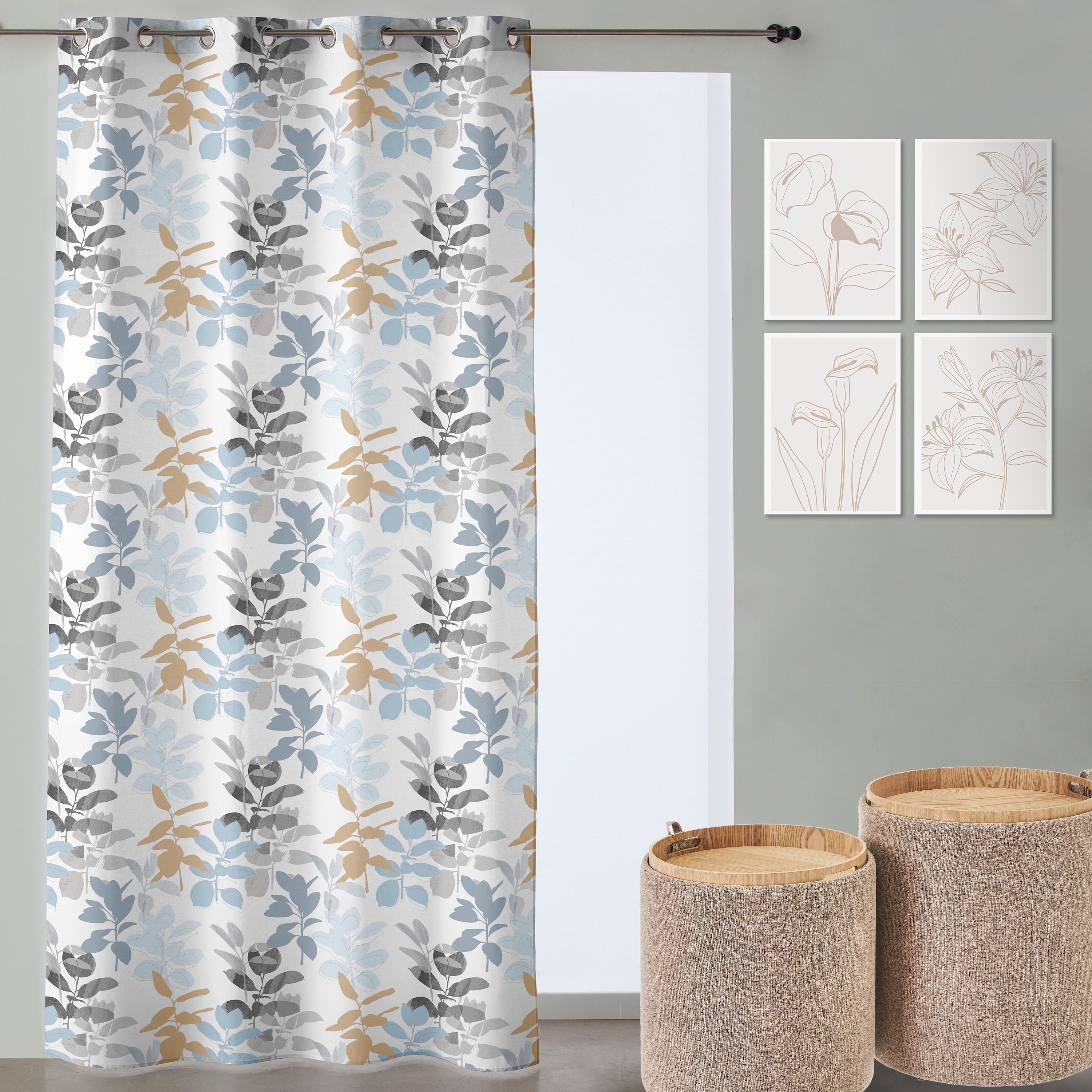 CORTINA LONETA IMPRESO BROTE I 140 X 260 CM 4