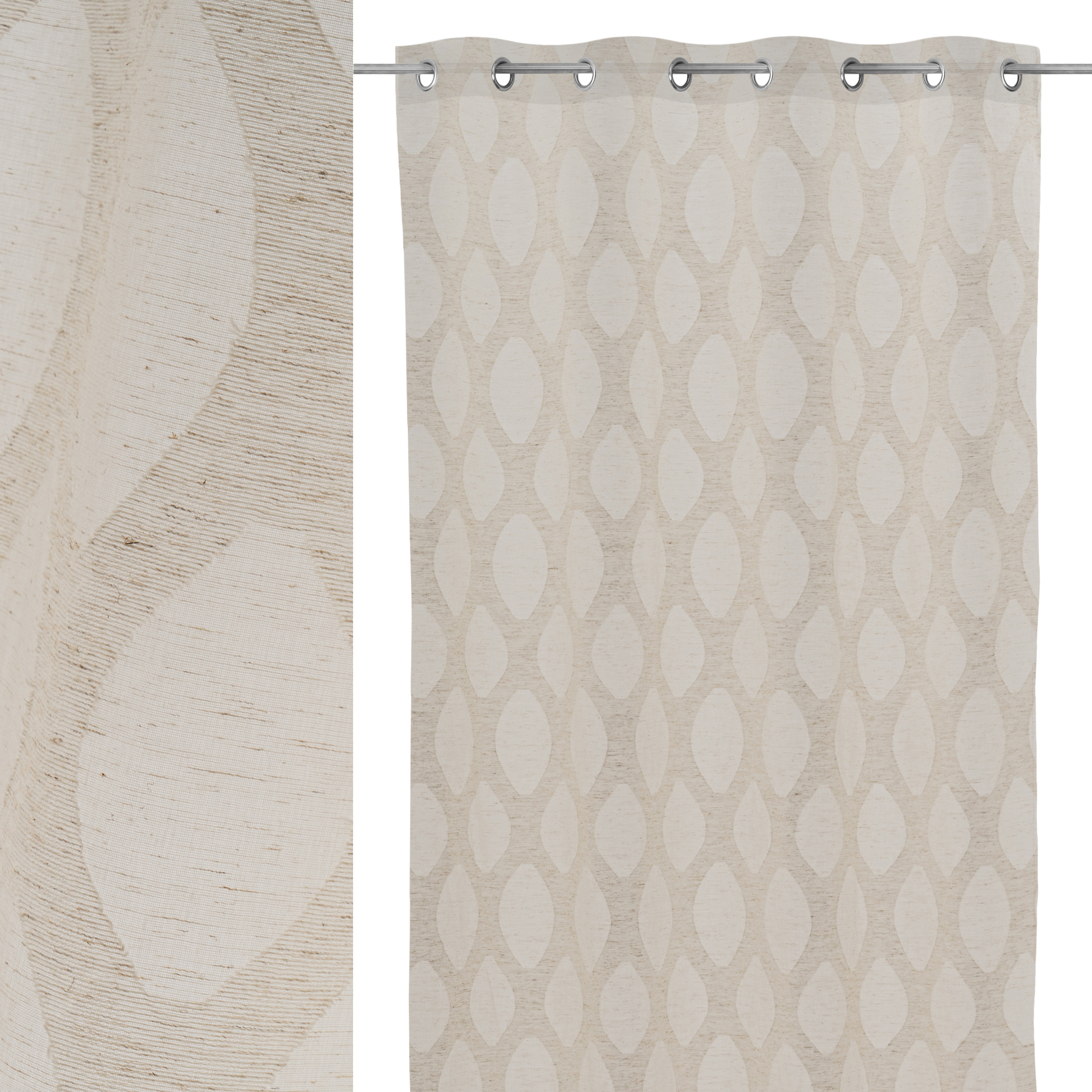 VISILLO POLY-LINEN OVALOS WATER NATURAL 140X260CM