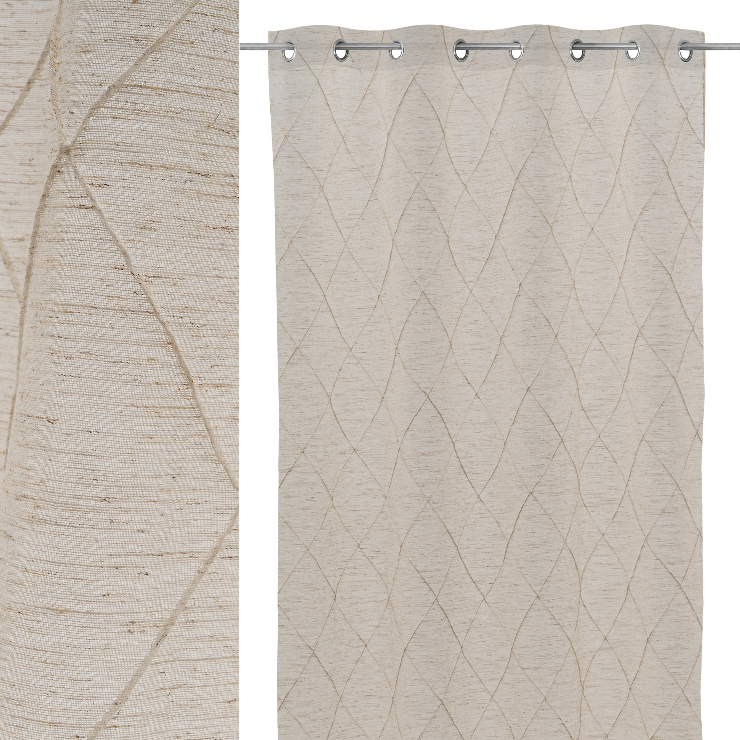 VISILLO POLY-LINEN ROMBOS EARTH NATURAL 130X260CM
