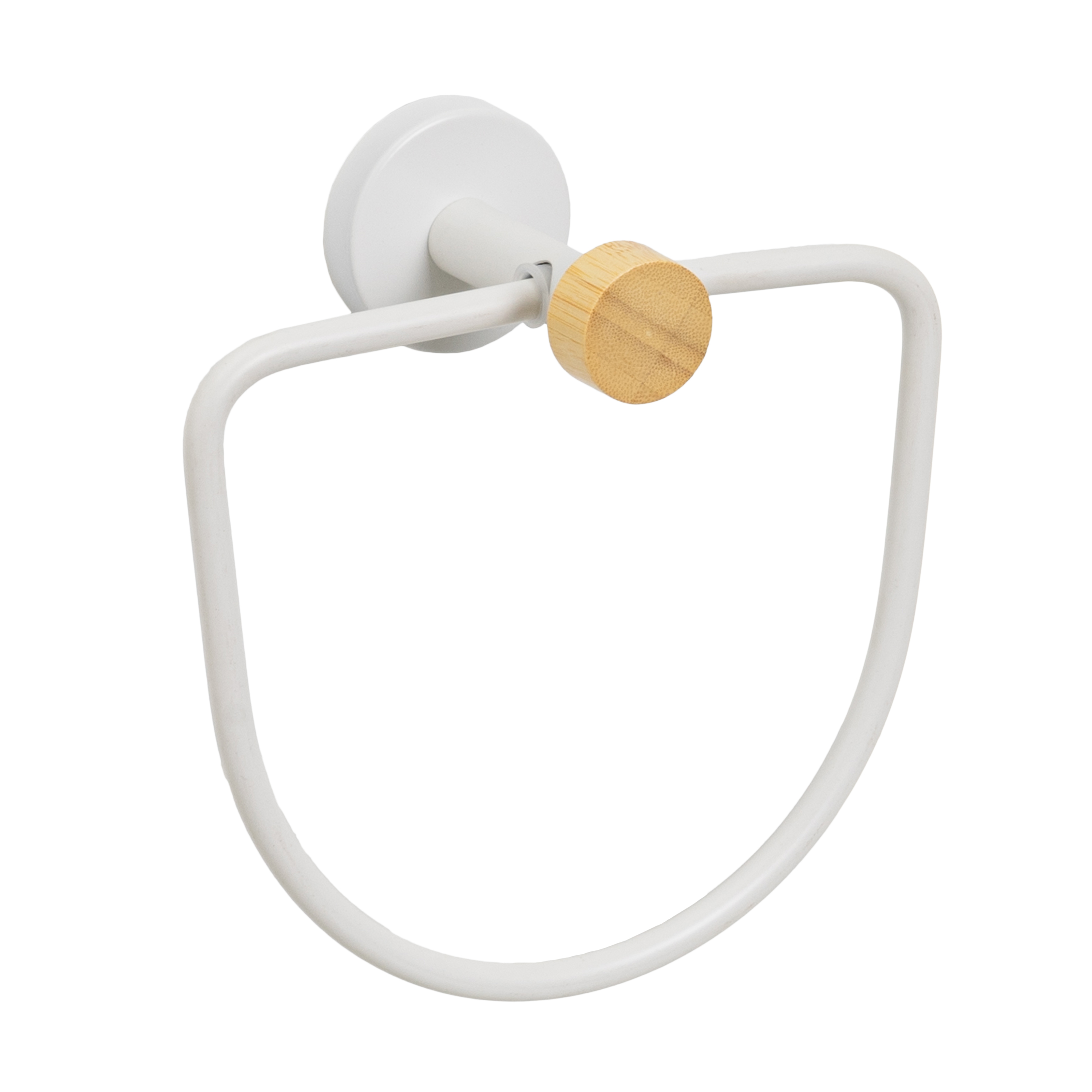 TOALLERO METAL-BAMBÚ BLANCO 17 X 9 X 18 CM