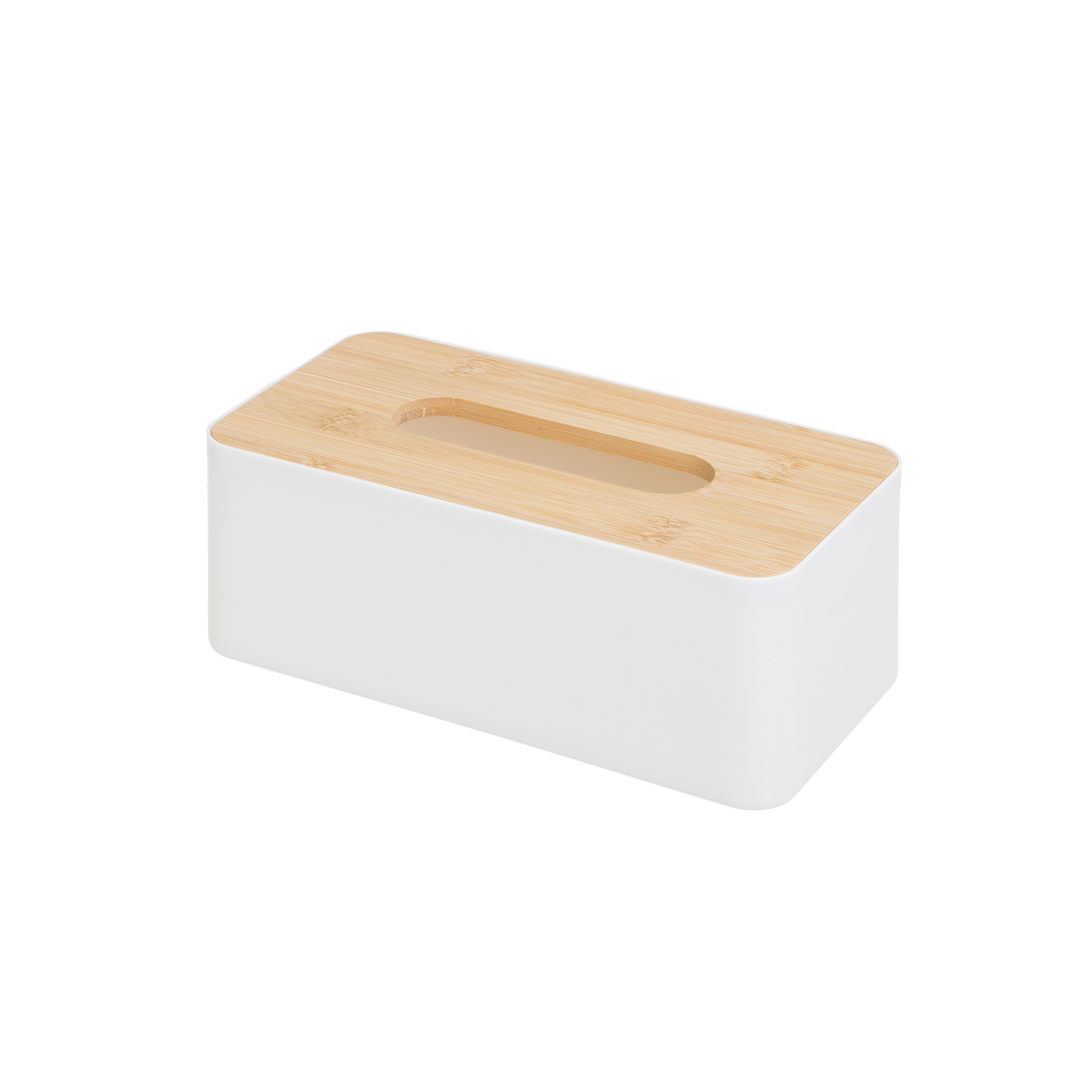 CAJA DE PAÑUELOS PP-BAMBÚ BLANCO 25 X 13 X 9 CM