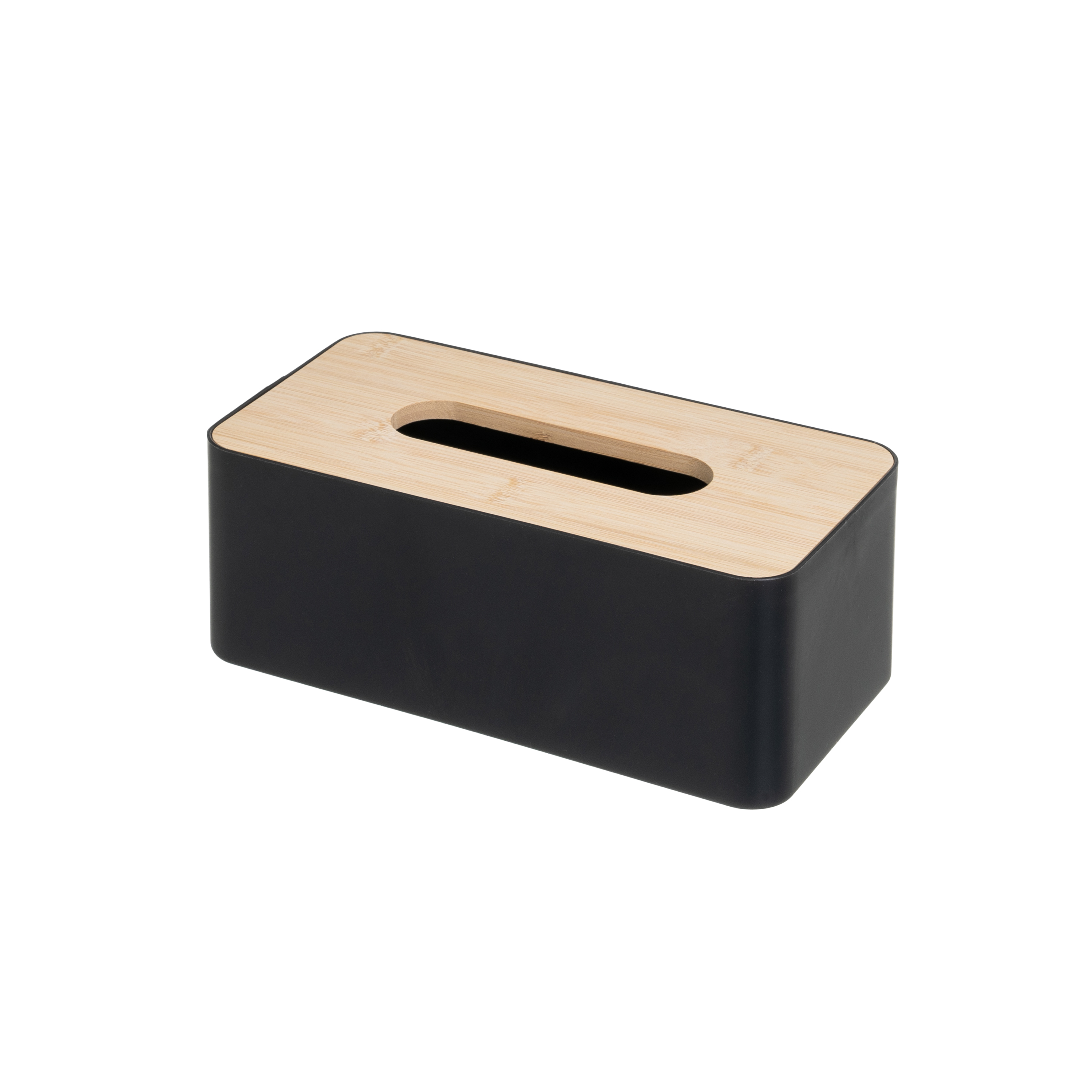 CAJA DE PAÑUELOS PP-BAMBÚ NEGRO 25 X 13 X 9 CM