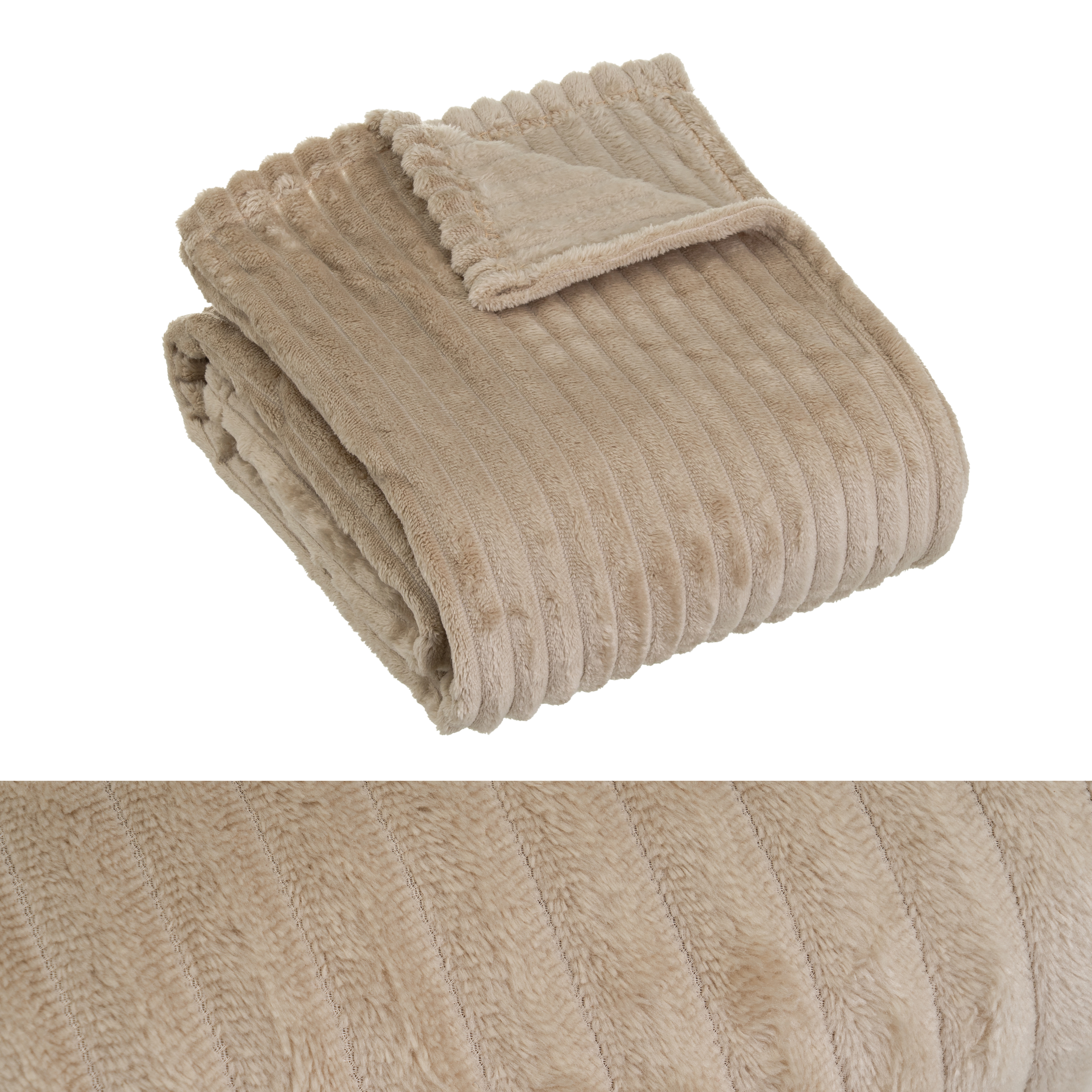 MANTA FRANELA MID CENTURY TAUPE 130 X 160 CM