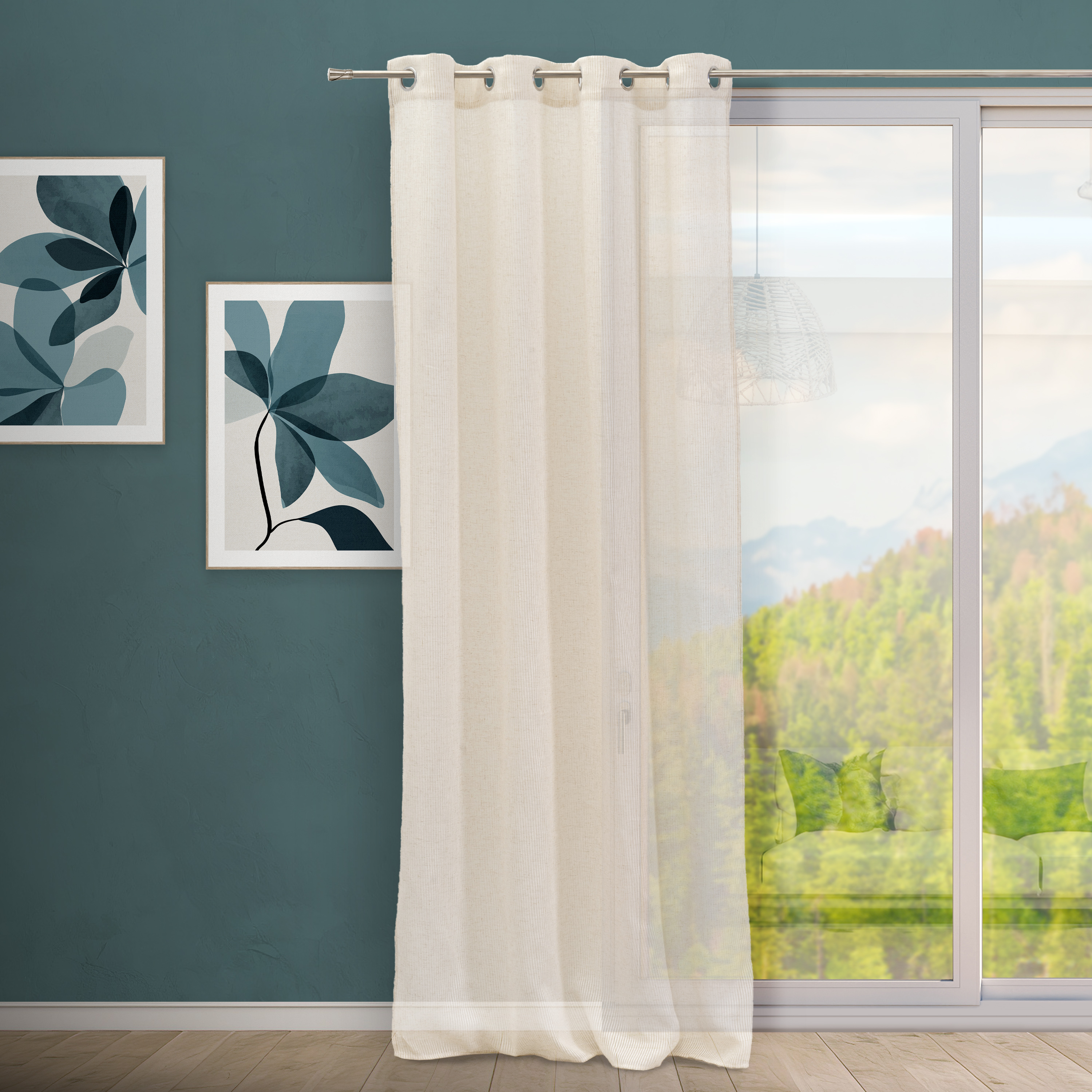 VISILLO FAUX LINEN RAYADO FIFTIES 140 X 260 CM