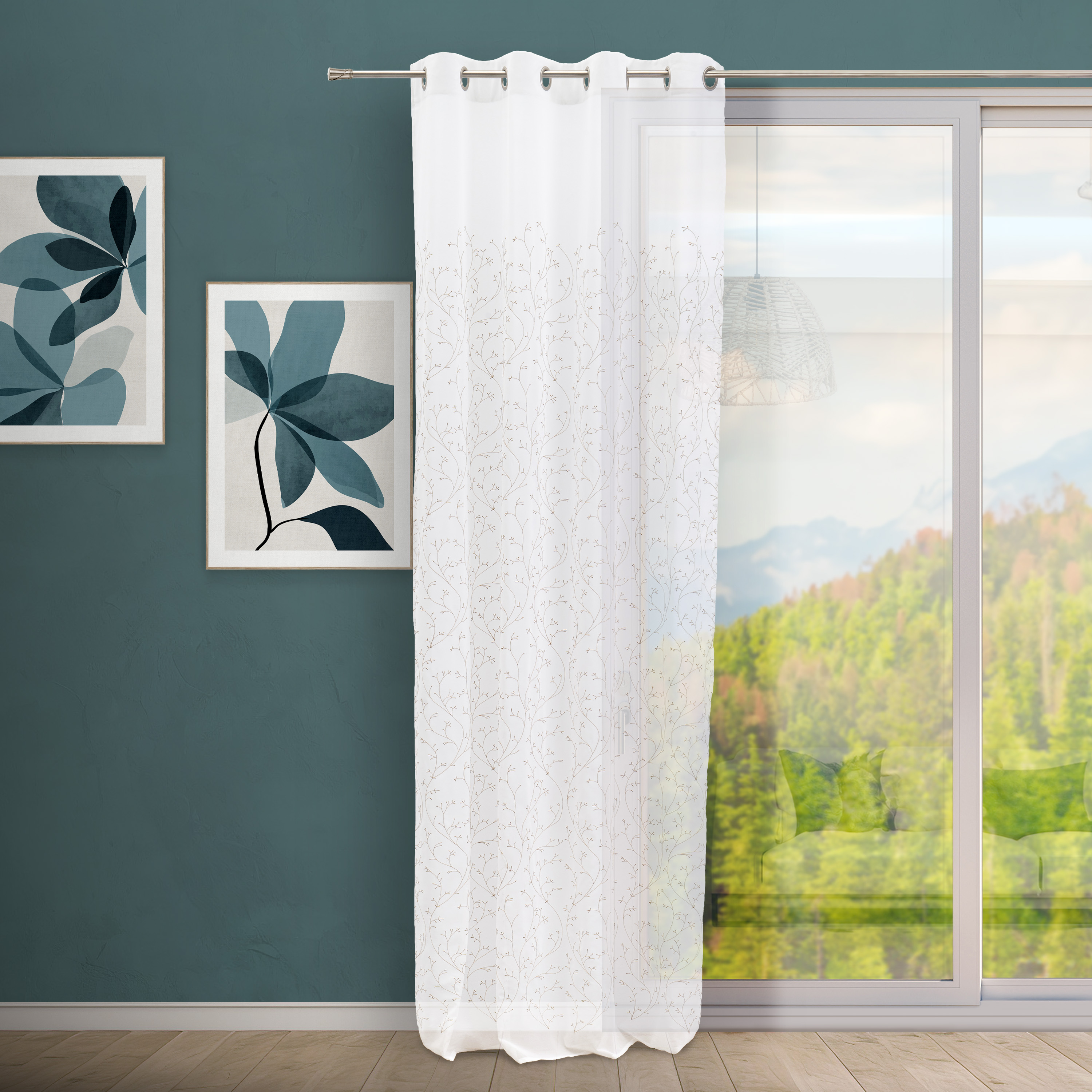 VISILLO FAUX SILK BORDADO GROW TAUPE 140 X 260 CM