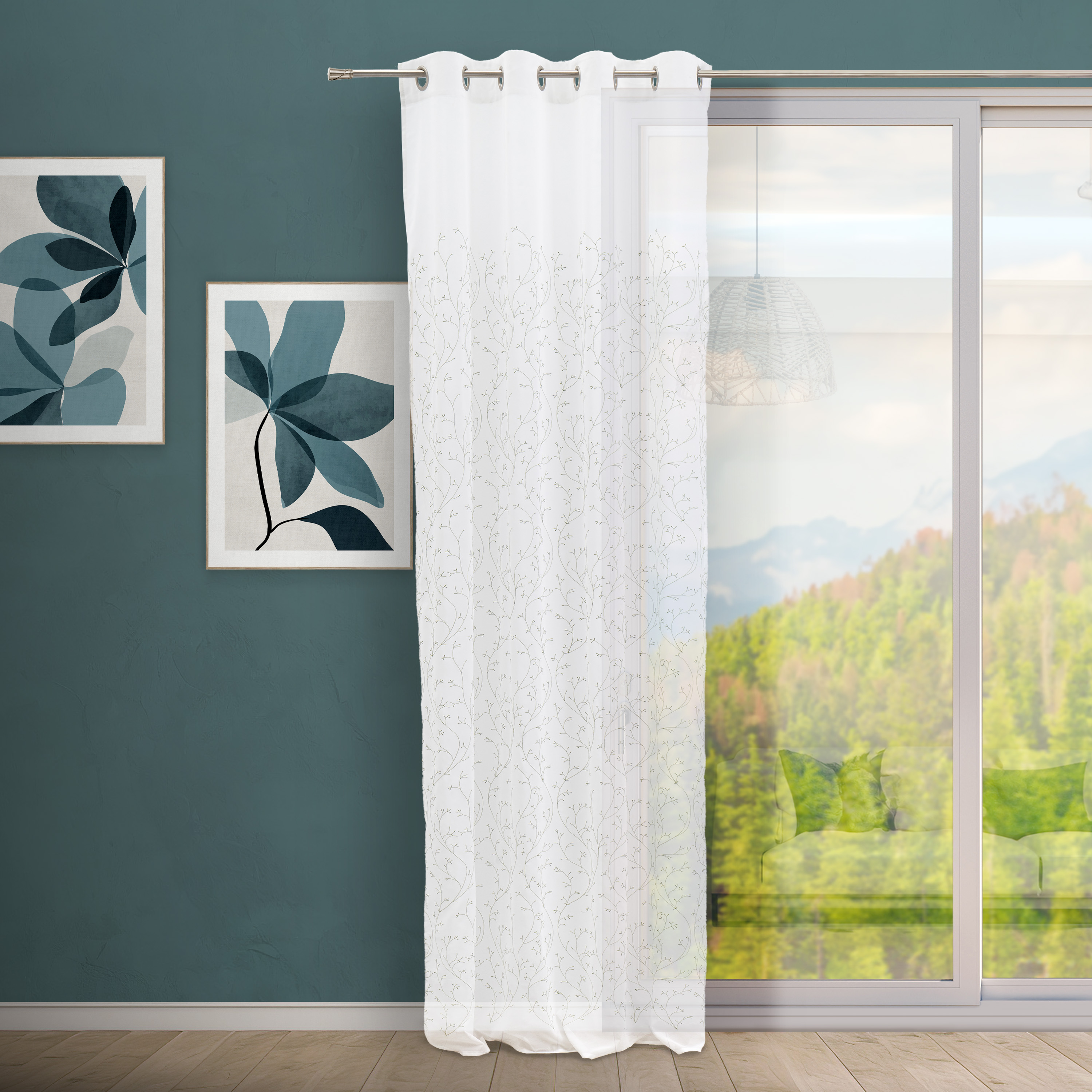VISILLO FAUX SILK BORDADO GROW VERDE 140 X 260 CM
