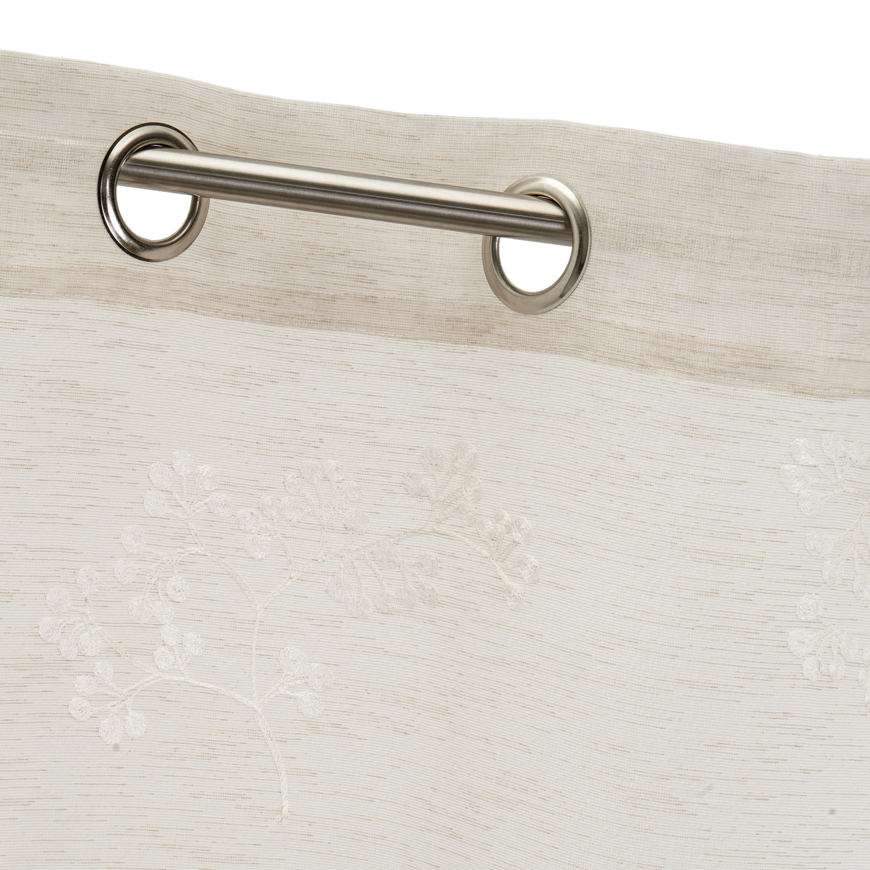 CORTINA FAUX LINEN BORDADO HOLLY BEIGE 140 X 260 C 3