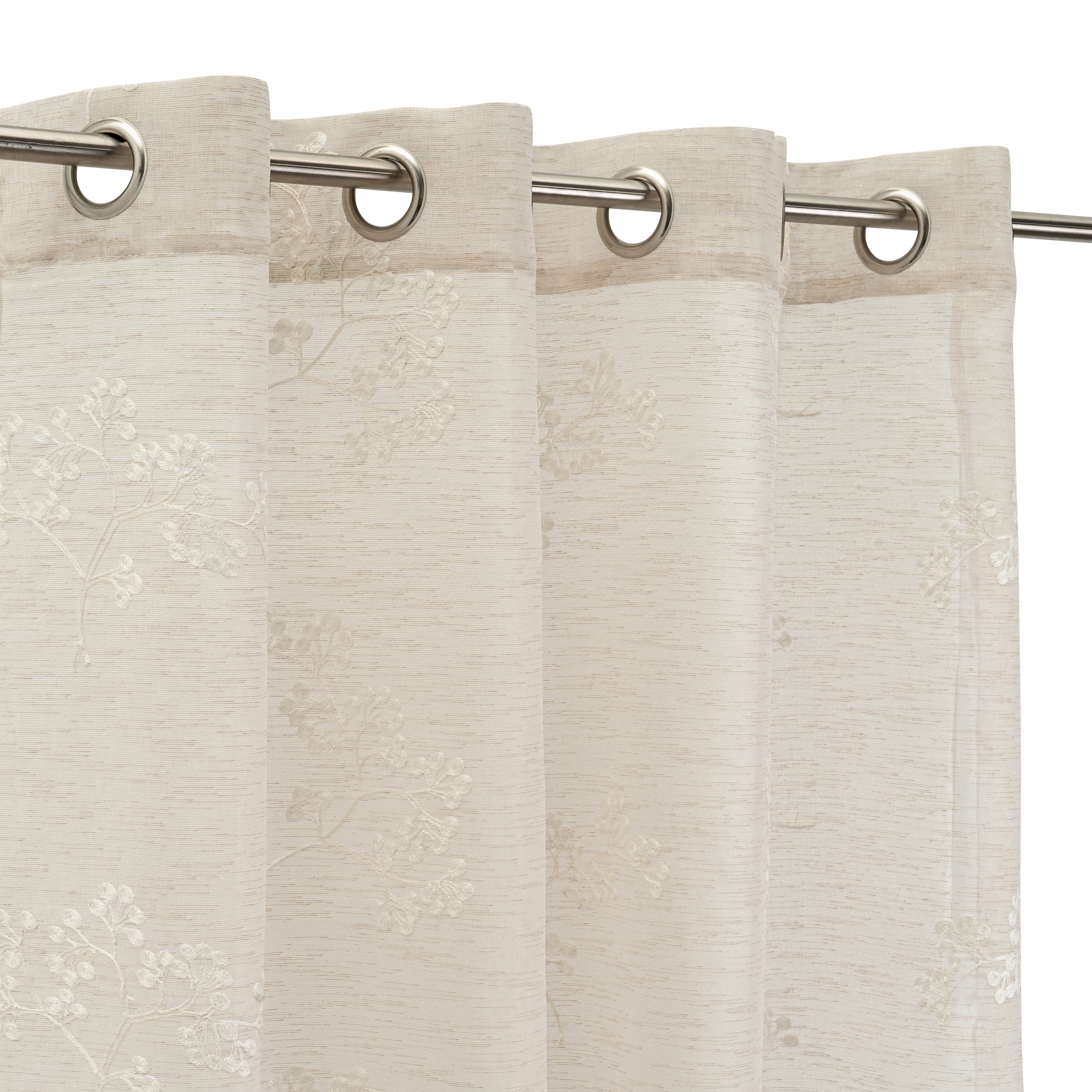 CORTINA FAUX LINEN BORDADO HOLLY BEIGE 140 X 260 C 5
