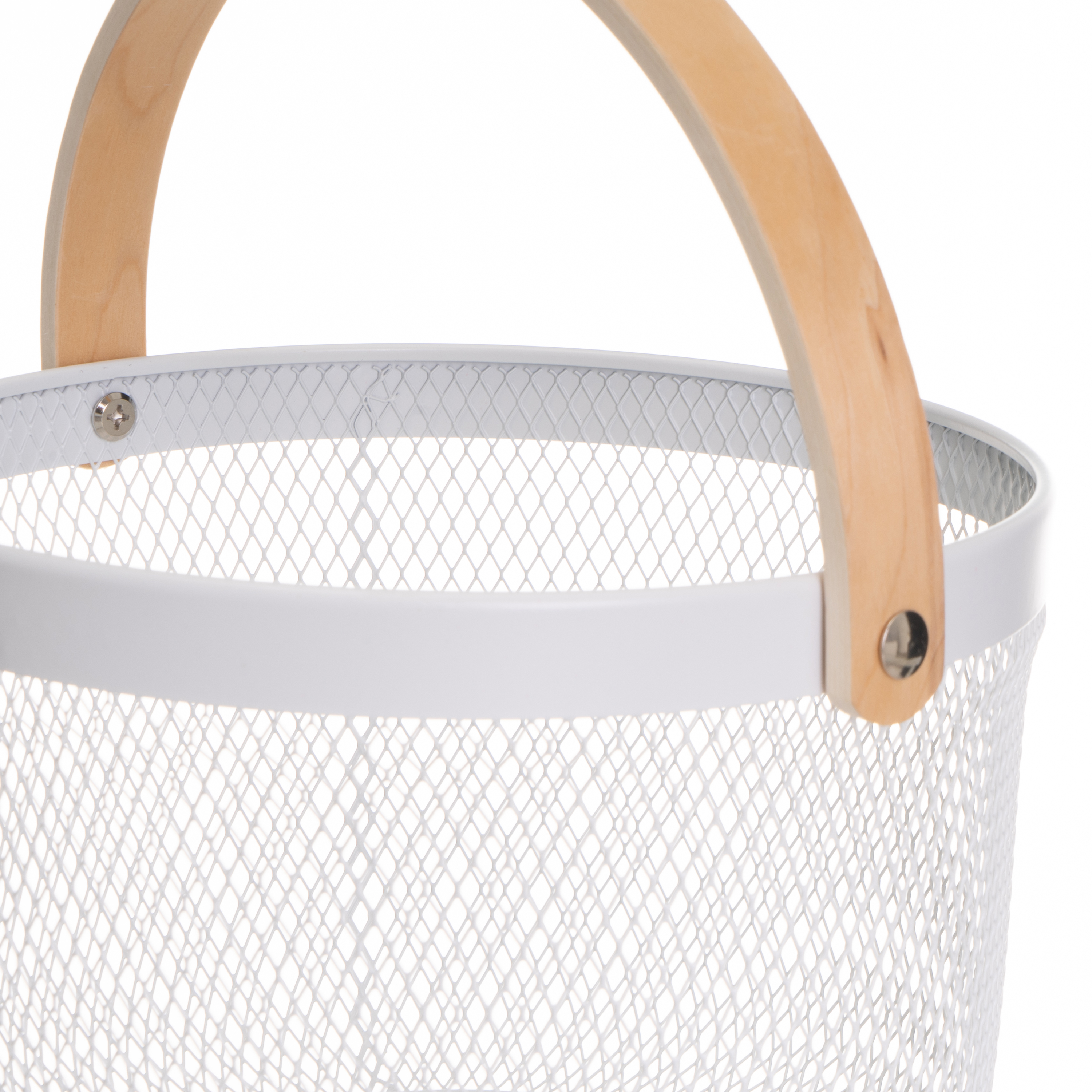 CESTA CON ASA METAL-MADERA 26 X 26 X 18 CM BLANCA 3