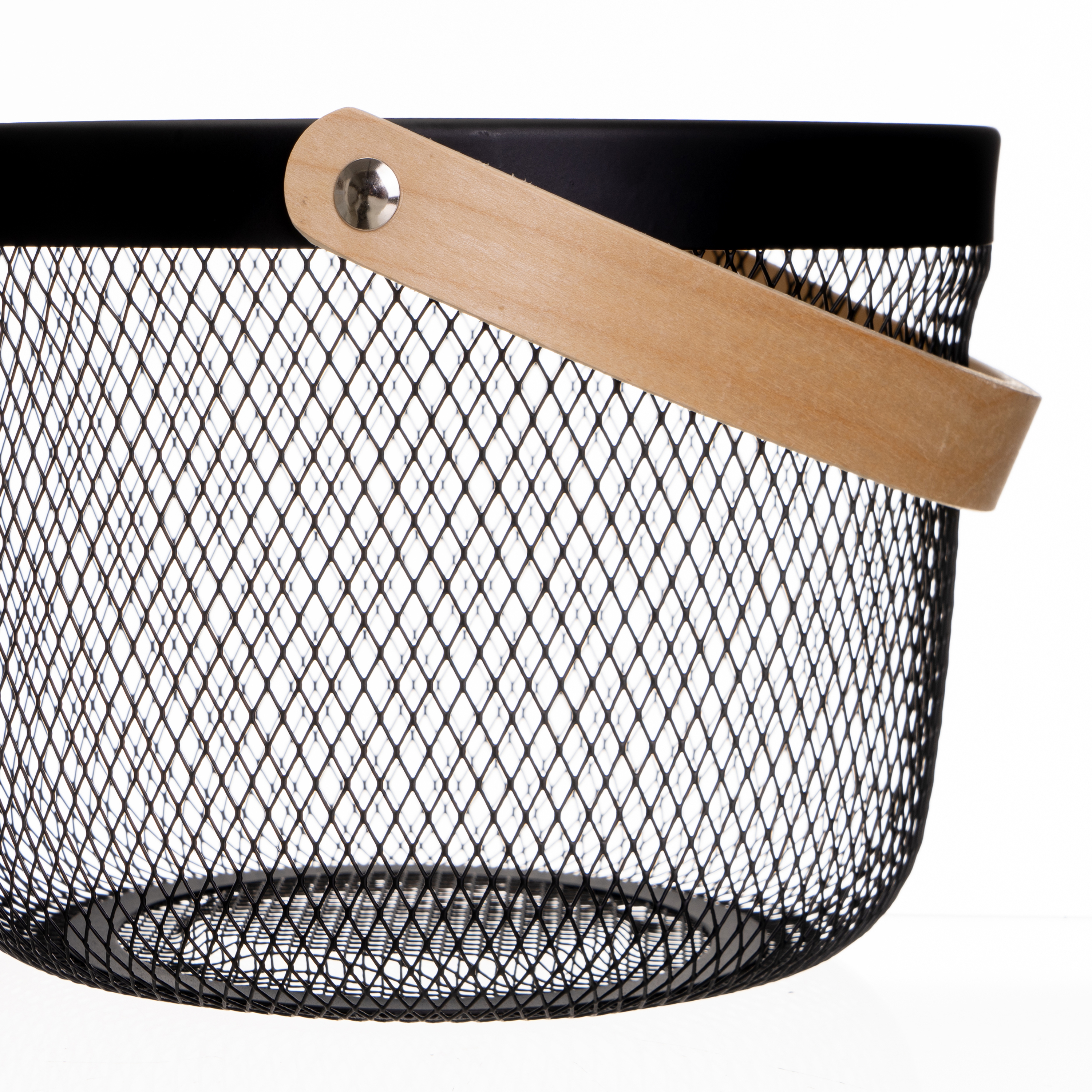 CESTA CON ASA METAL-MADERA 26 X 26 X 18 CM BLANCA 4